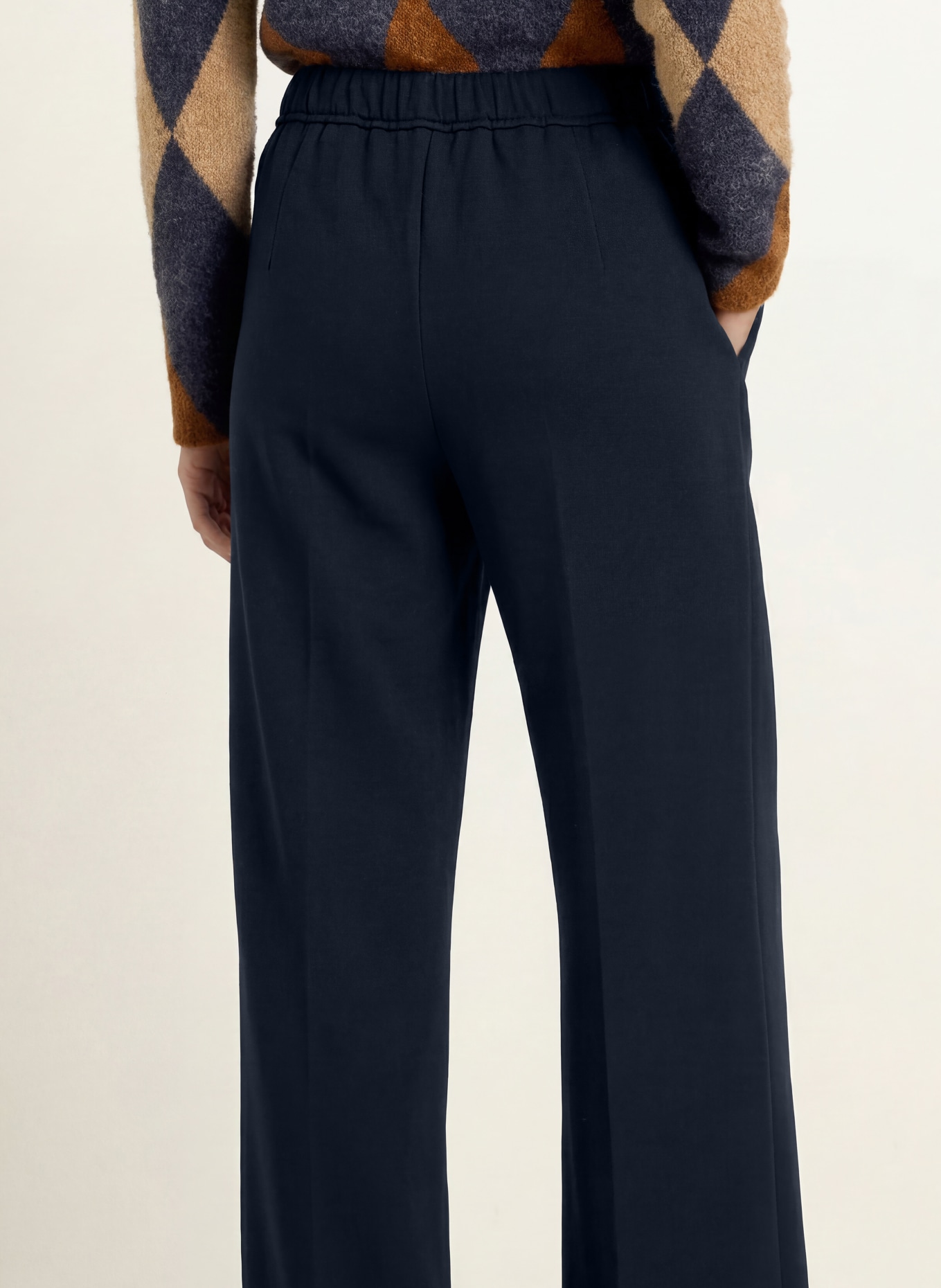 MORE & MORE Marlenehose aus Jersey: DUNKELBLAU