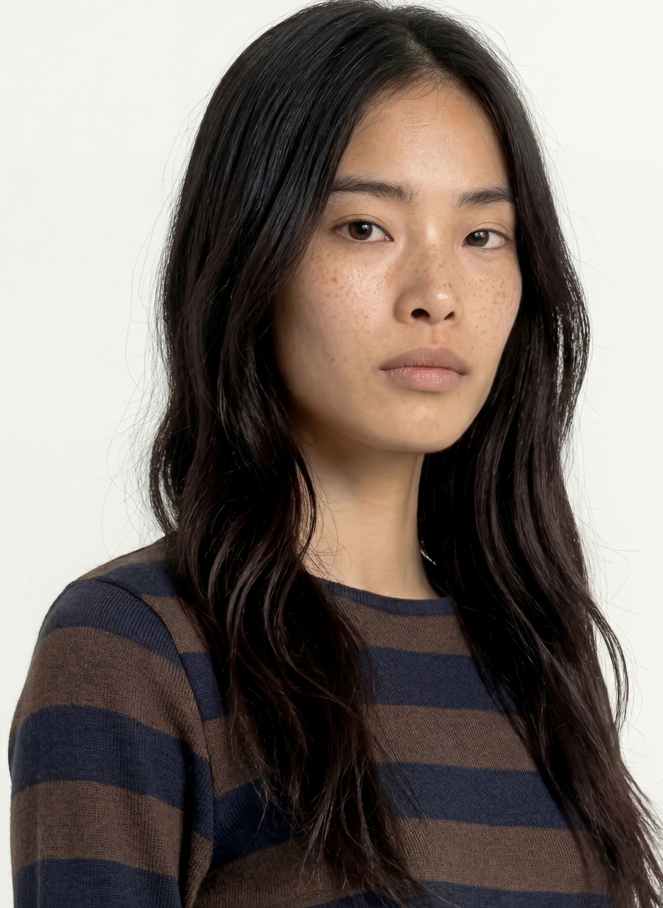 MORE & MORE Shirt met 3/4-mouwen: DONKERBLAUW / MARRON FONCÉ