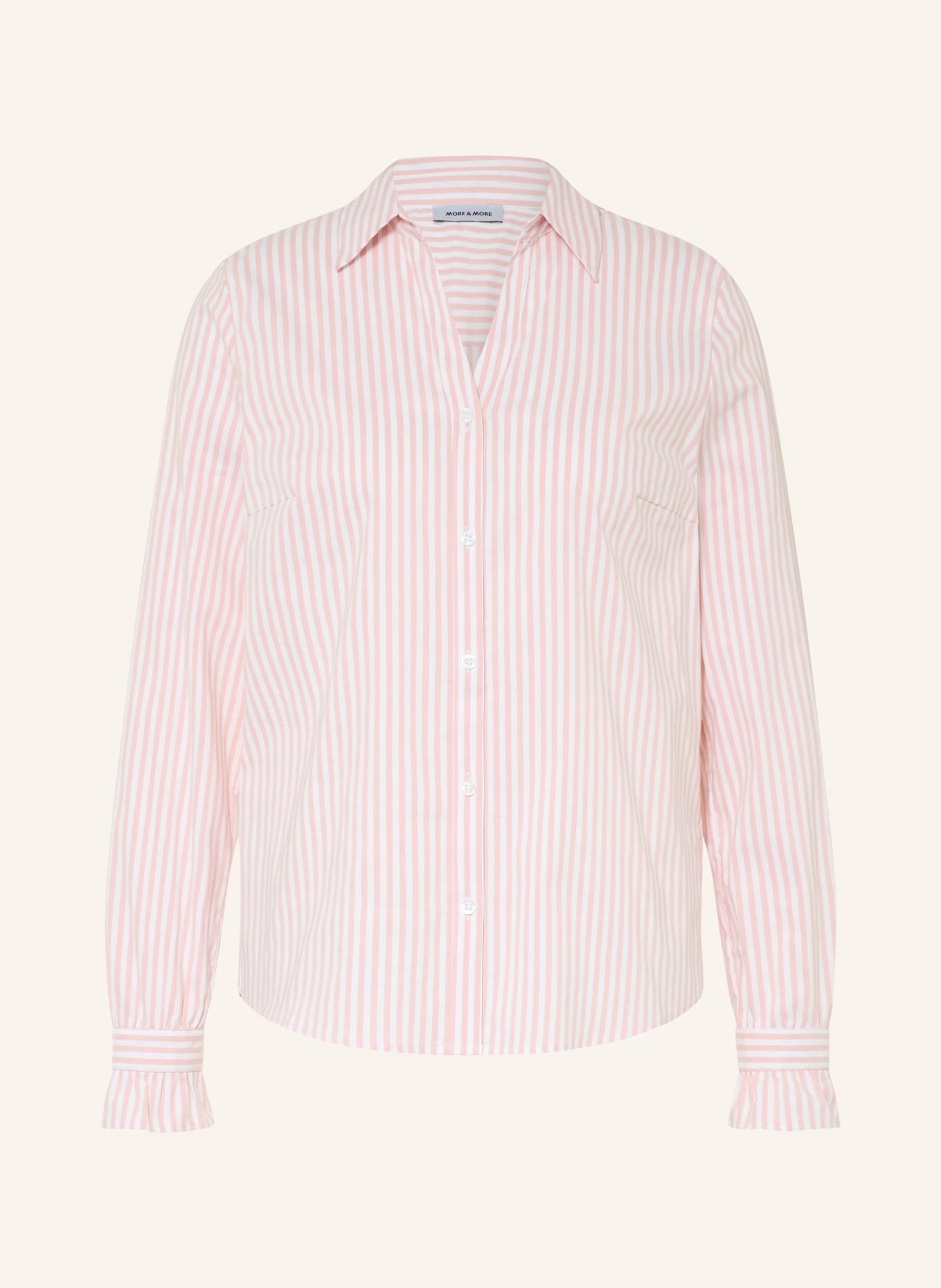 MORE & MORE Bluse mit Rüschen: ROSÉ / WEISS