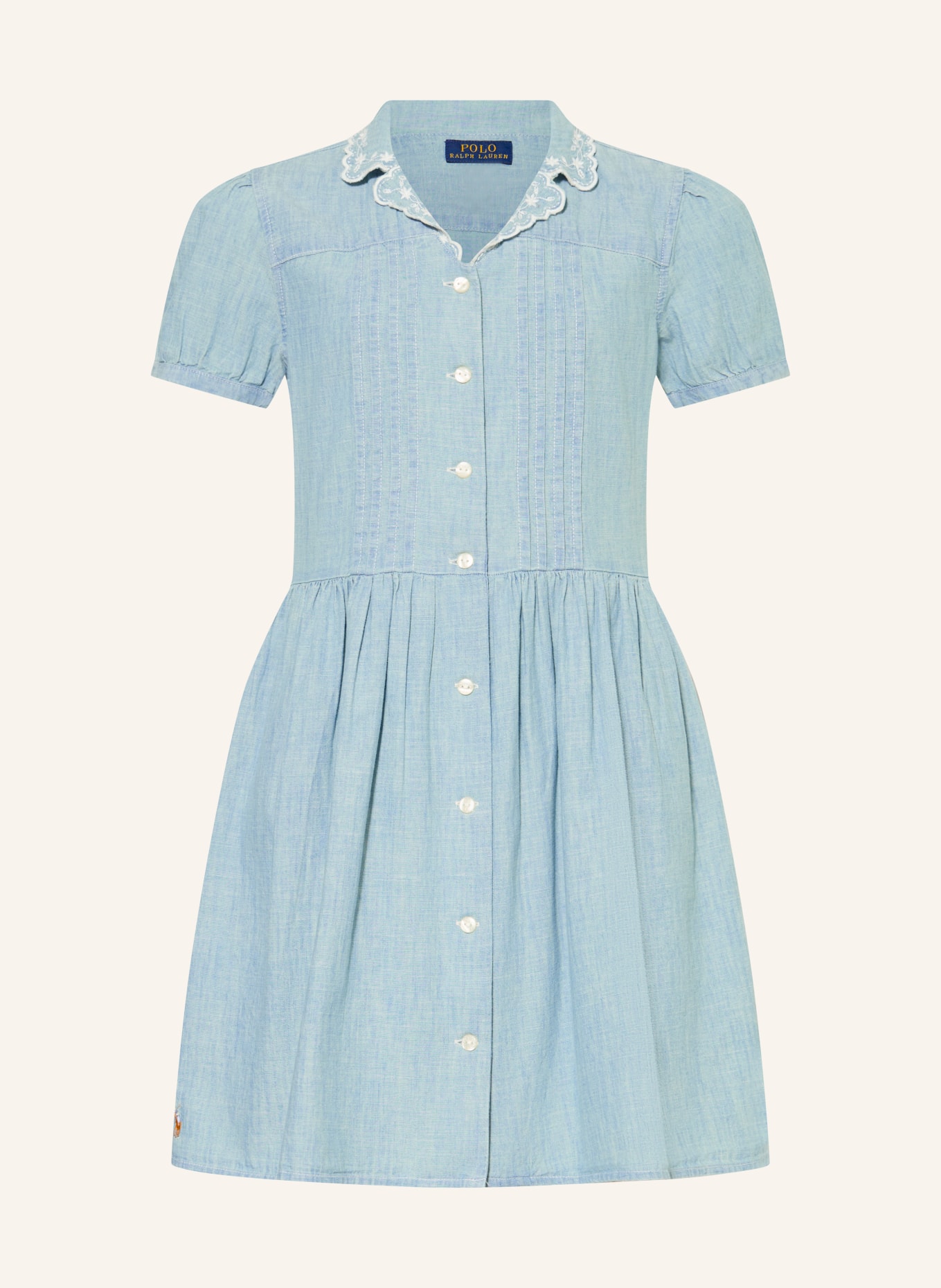 POLO RALPH LAUREN Hemdblusenkleid in Jeansoptik: HELLBLAU