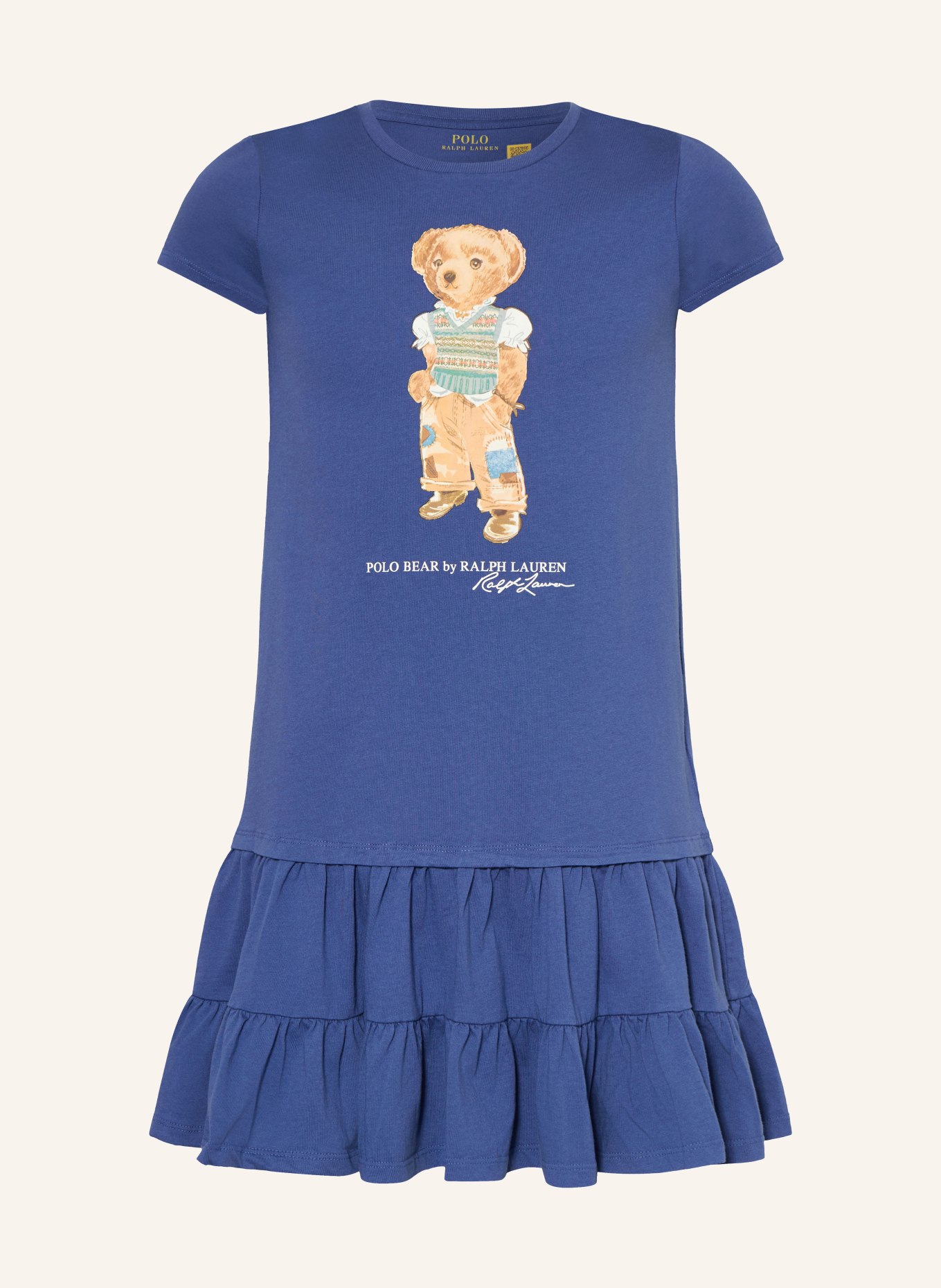 POLO RALPH LAUREN Jerseykleid: BLAU / COGNAC / BRAUN