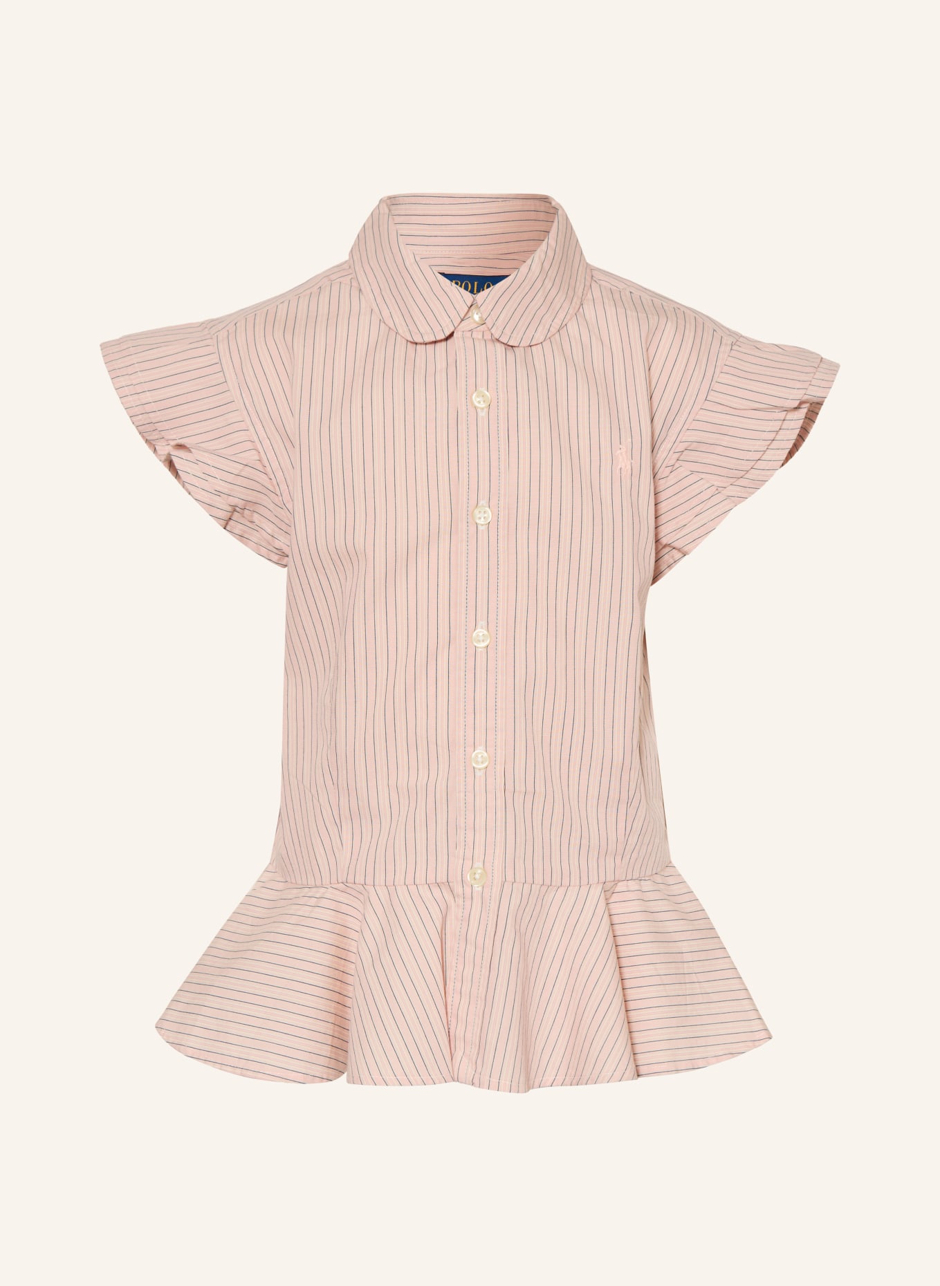 POLO RALPH LAUREN Blouse à volants: ROSÉ / CRÈME / BLEU FONCÉ