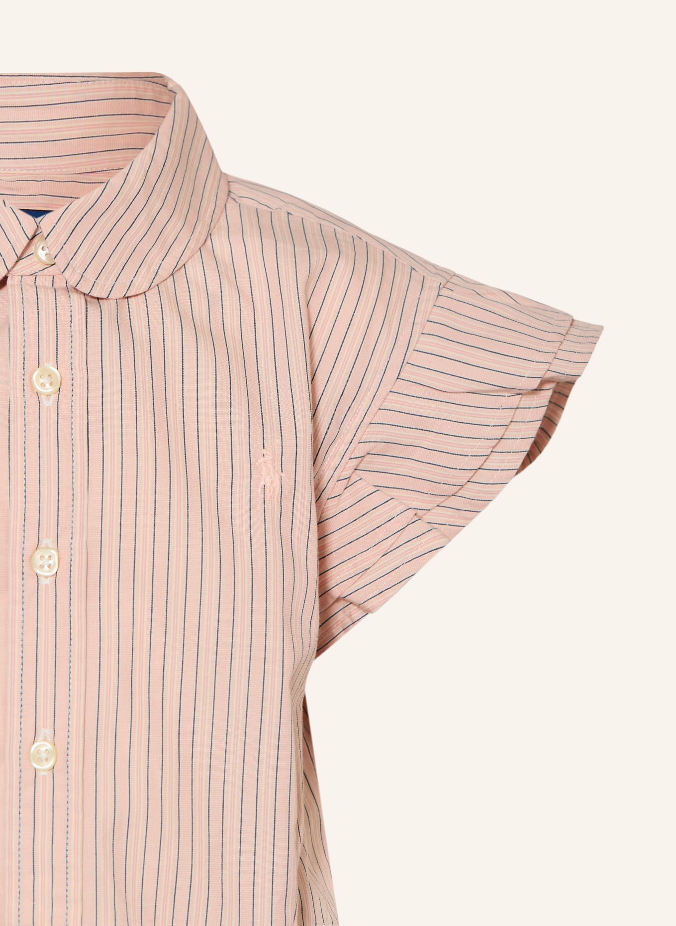 POLO RALPH LAUREN Blouse à volants: ROSÉ / CRÈME / BLEU FONCÉ