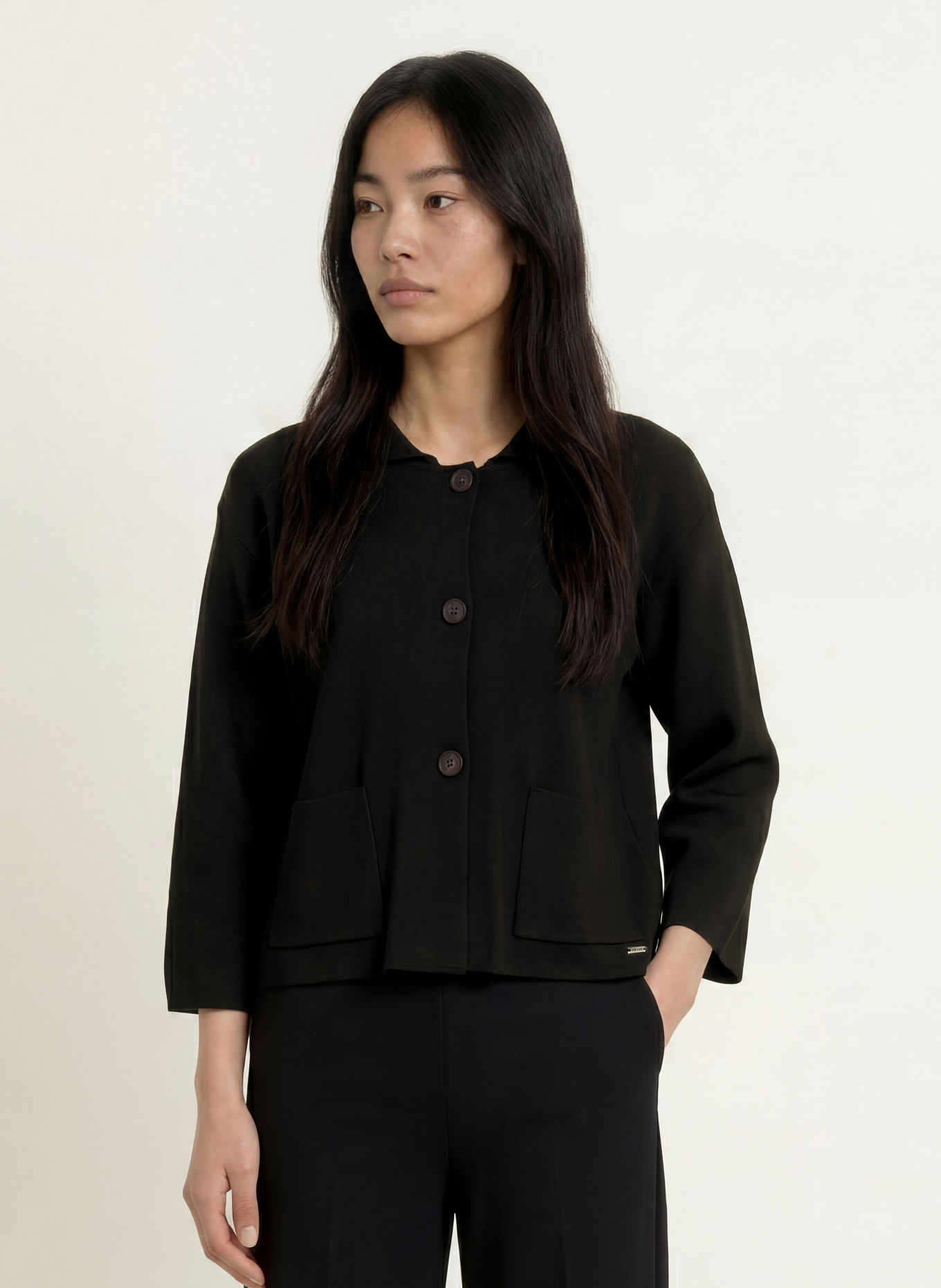MORE & MORE Cardigan with 3/4 sleeves: BLACK