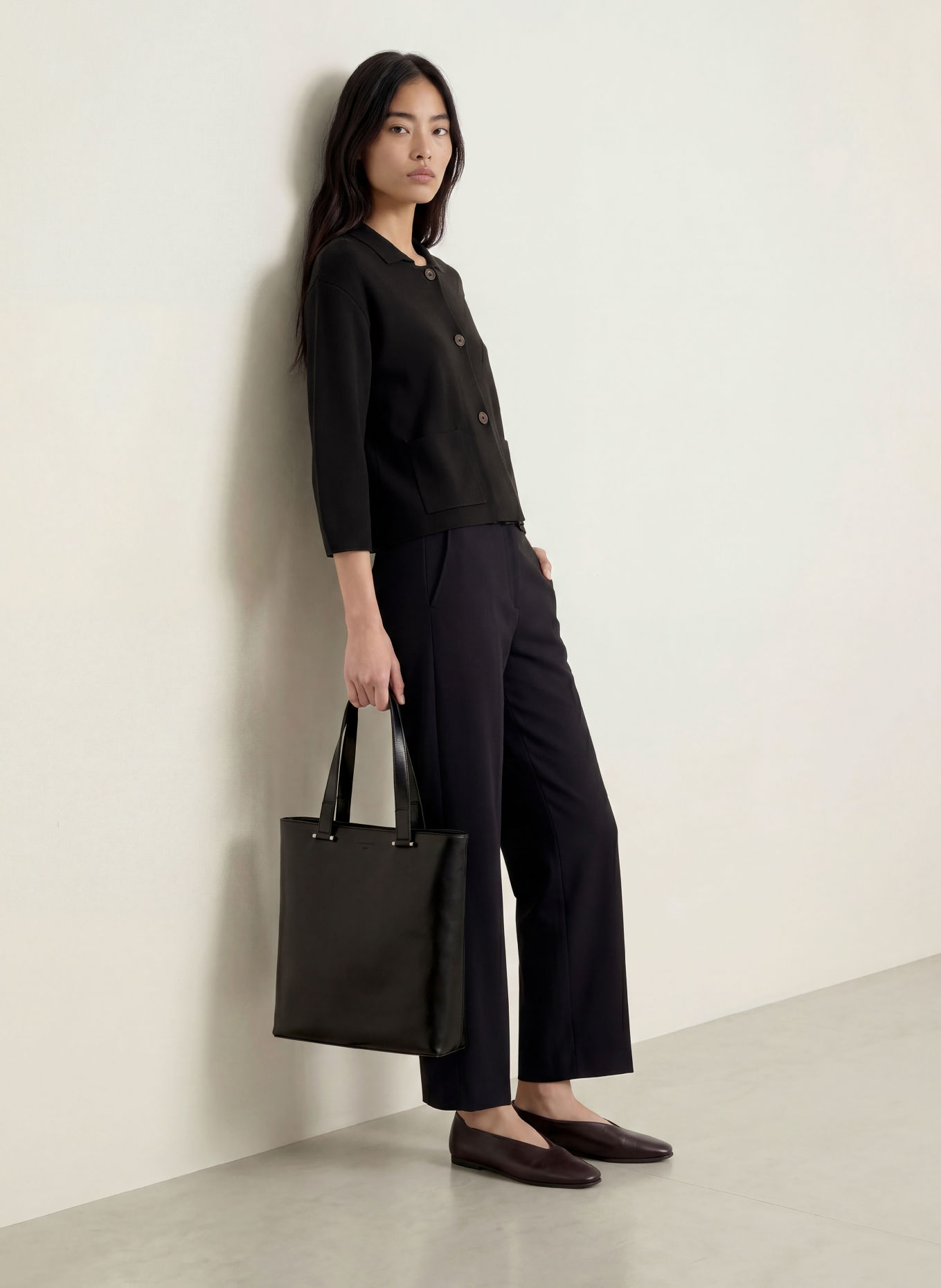 MORE & MORE Cardigan with 3/4 sleeves: BLACK