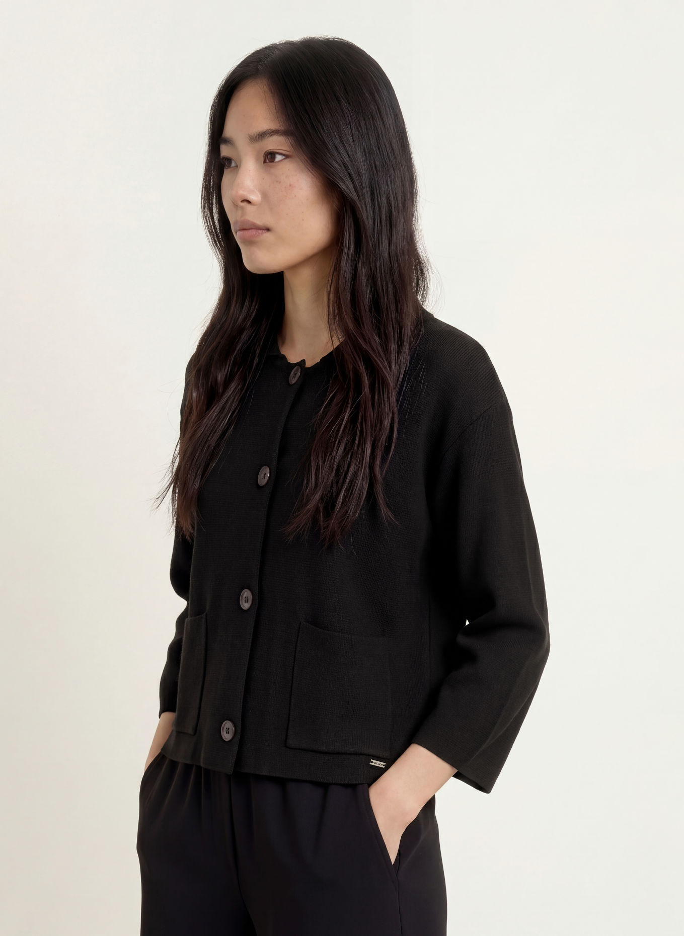 MORE & MORE Cardigan with 3/4 sleeves: BLACK