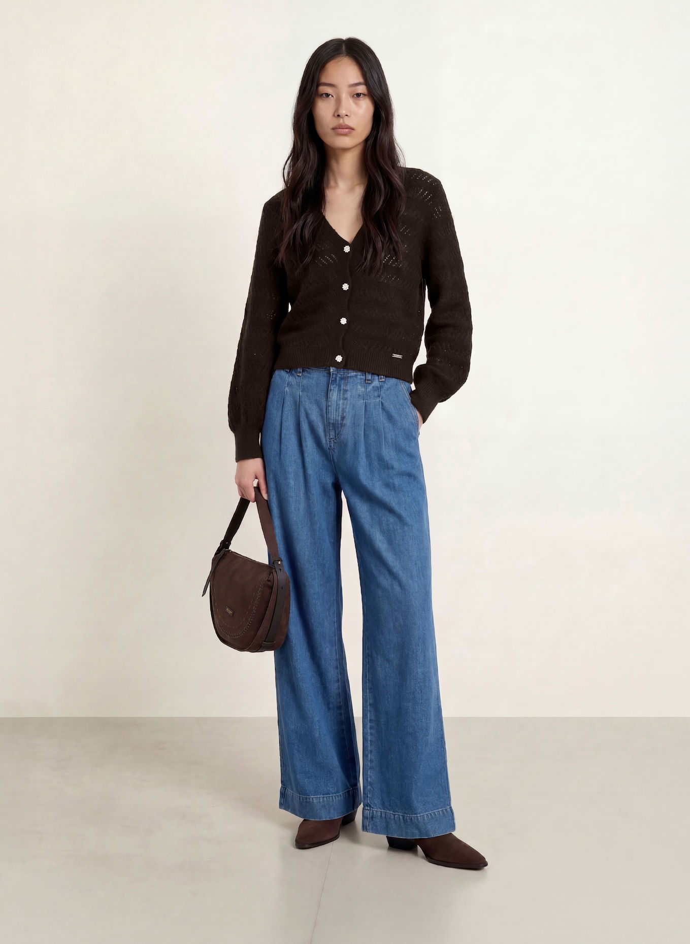 MORE & MORE Cardigan: DARK BROWN