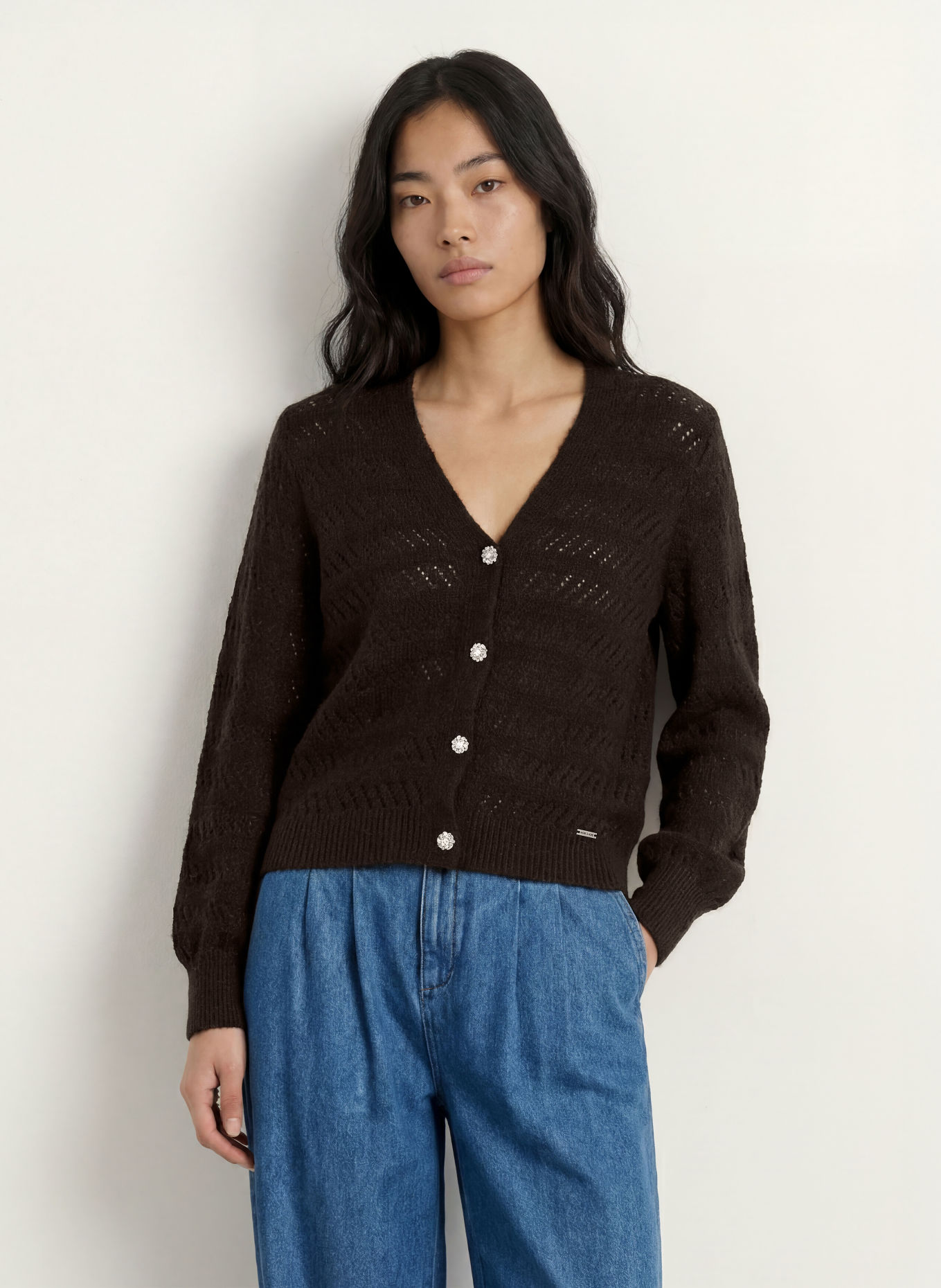 MORE & MORE Cardigan: DARK BROWN