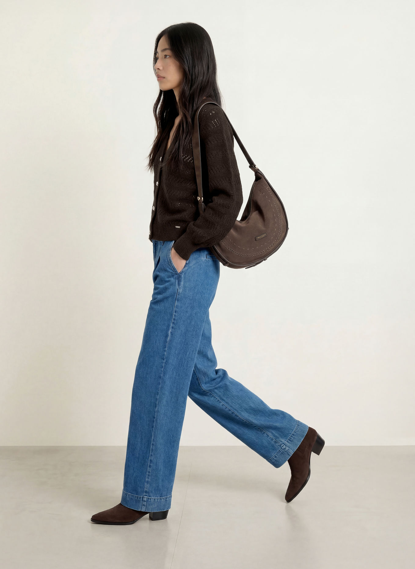 MORE & MORE Cardigan: DARK BROWN
