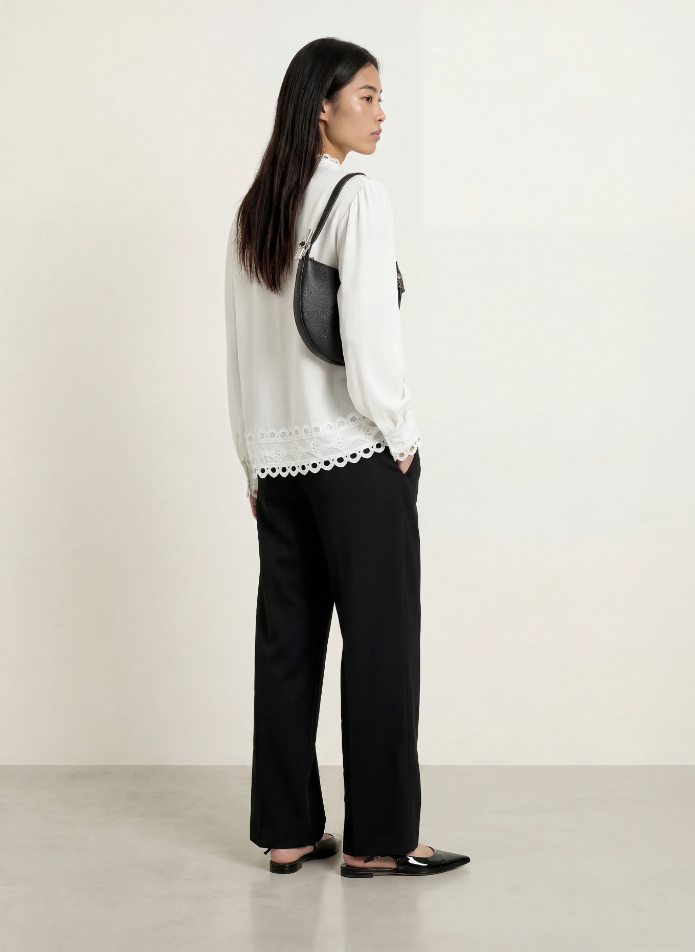 MORE & MORE Bluse mit Lochspitze: WEISS