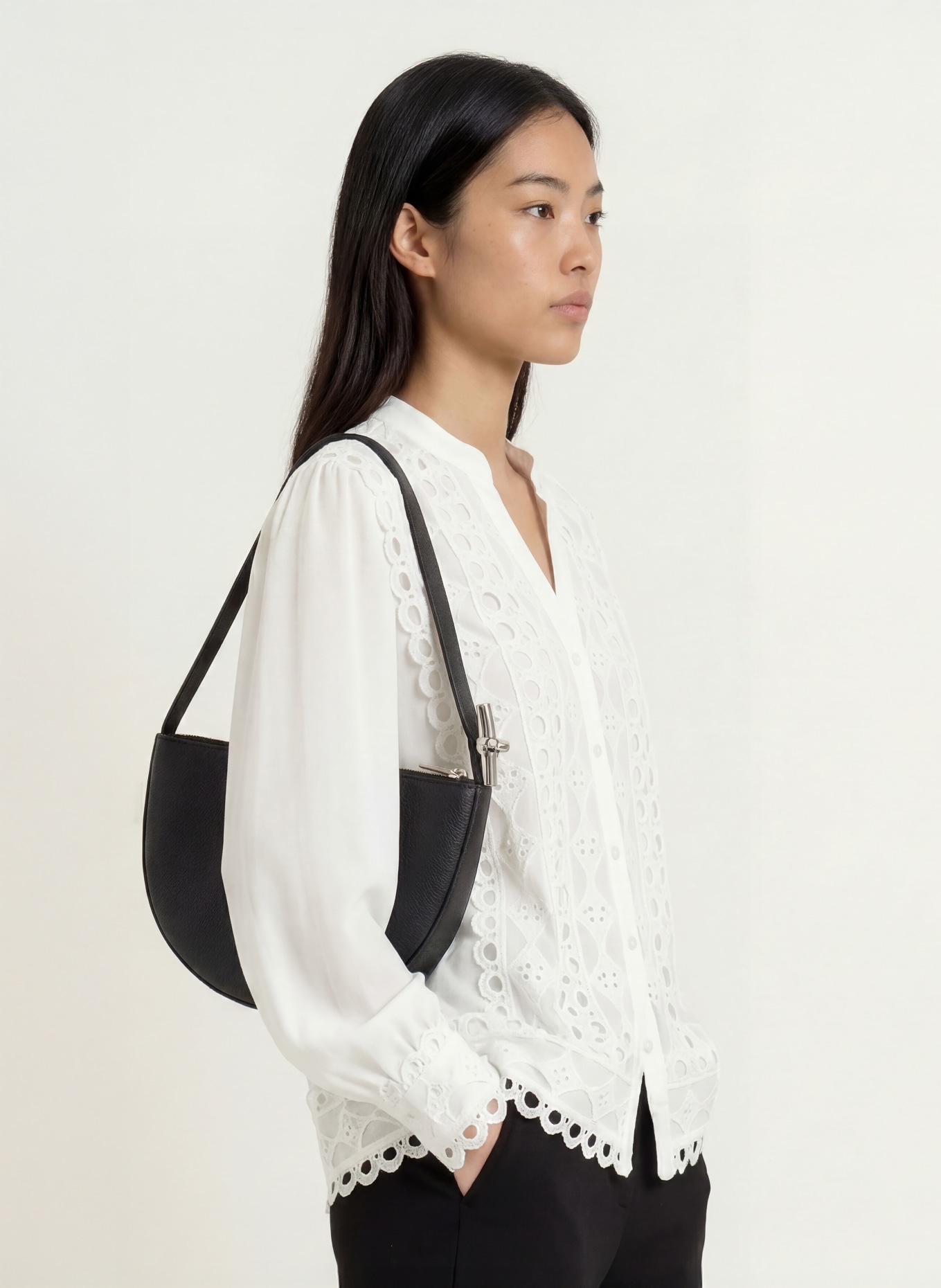 MORE & MORE Bluse mit Lochspitze: WEISS