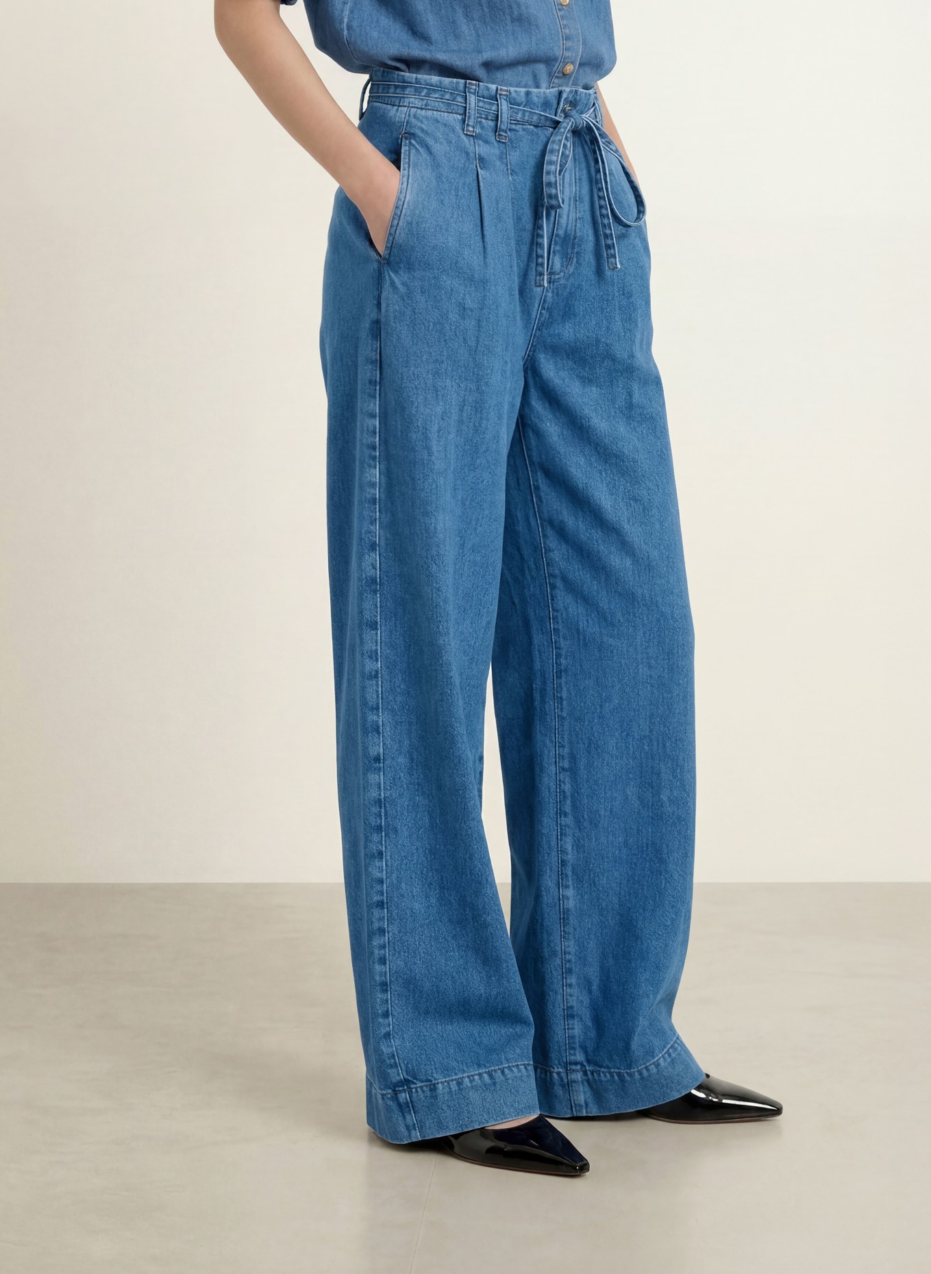 MORE & MORE Wide Leg Jeans: 0962 middle blue denim