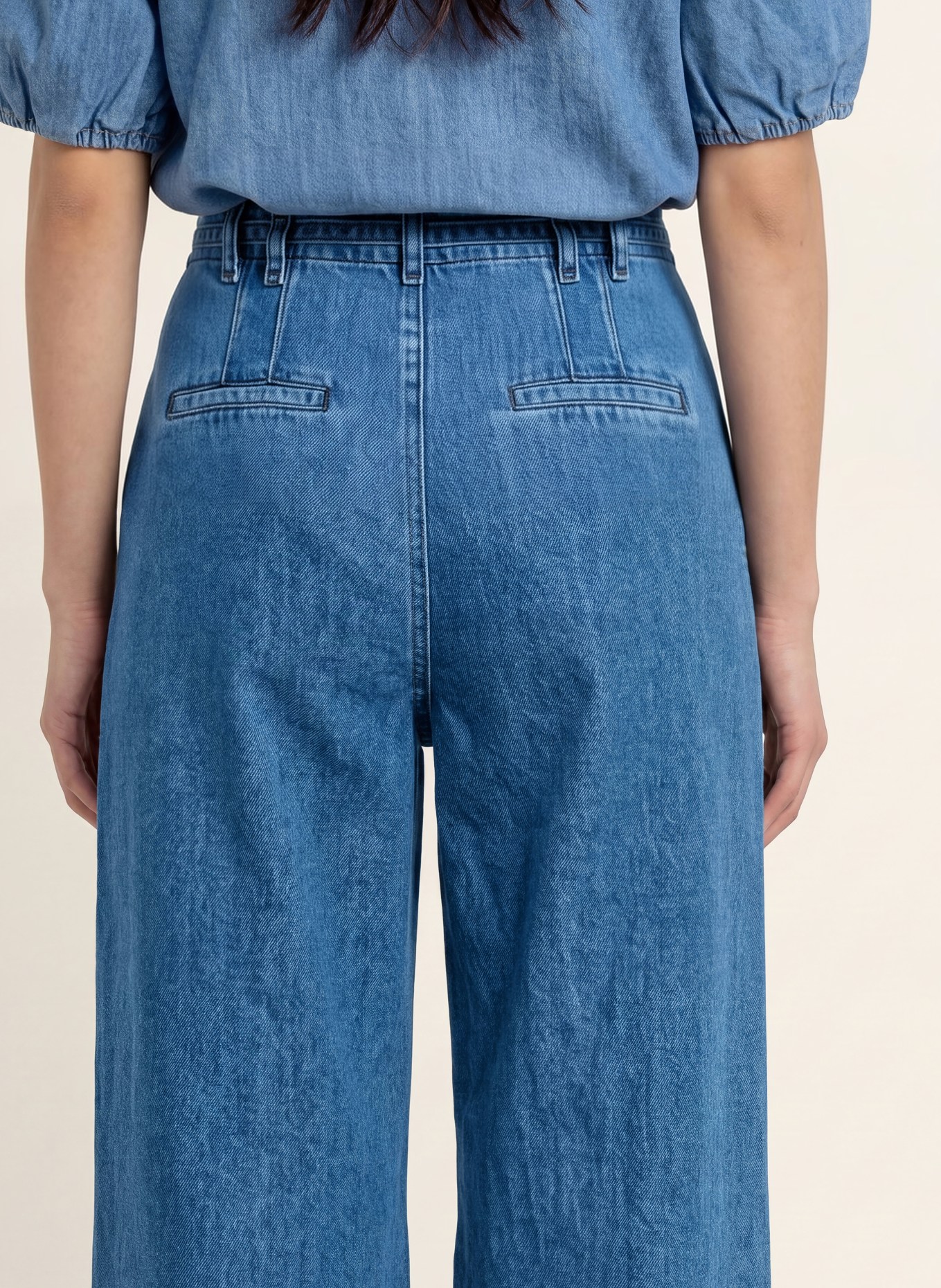 MORE & MORE Wide Leg Jeans: 0962 middle blue denim