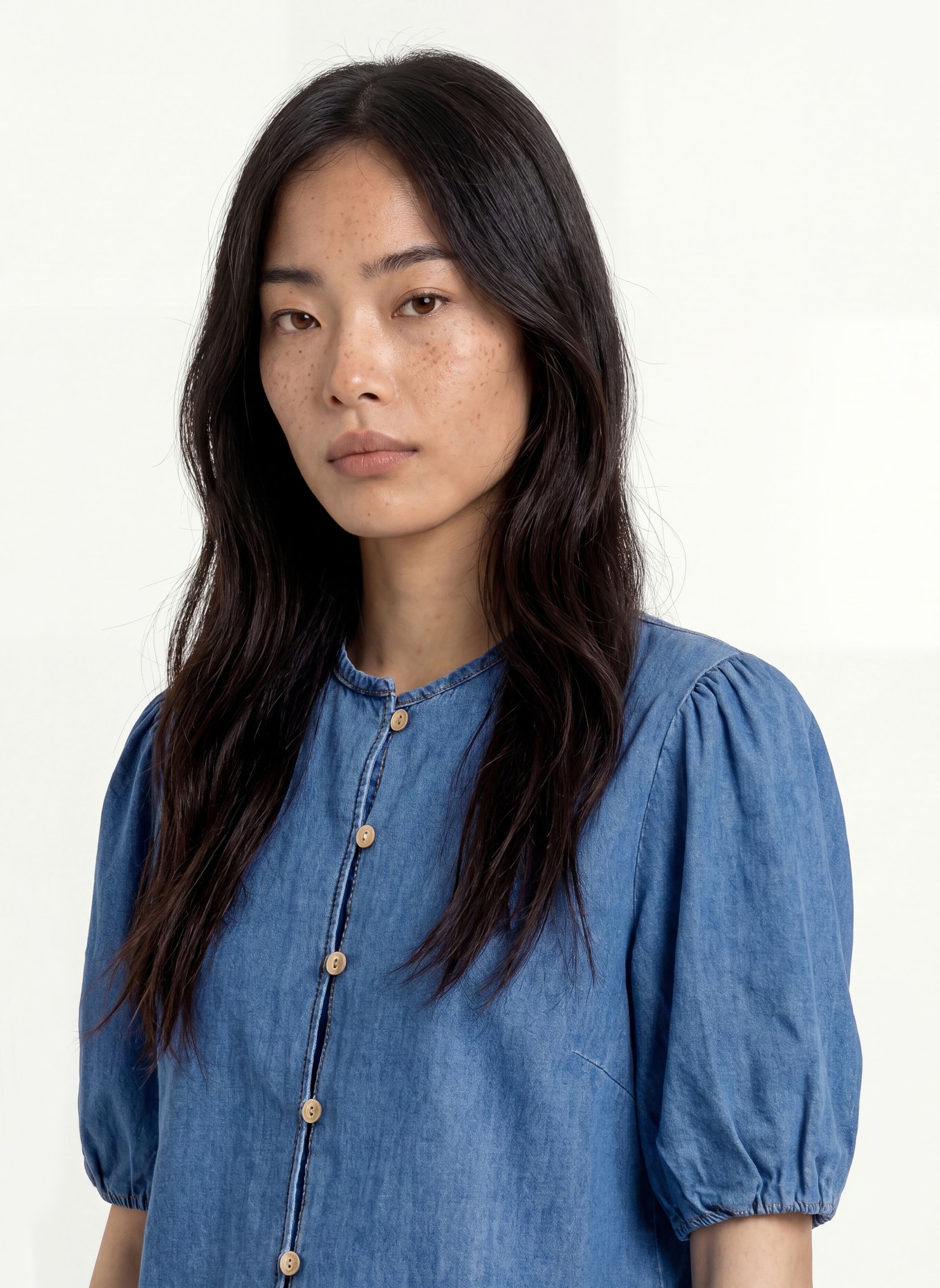MORE & MORE Jeansbluse: BLAU
