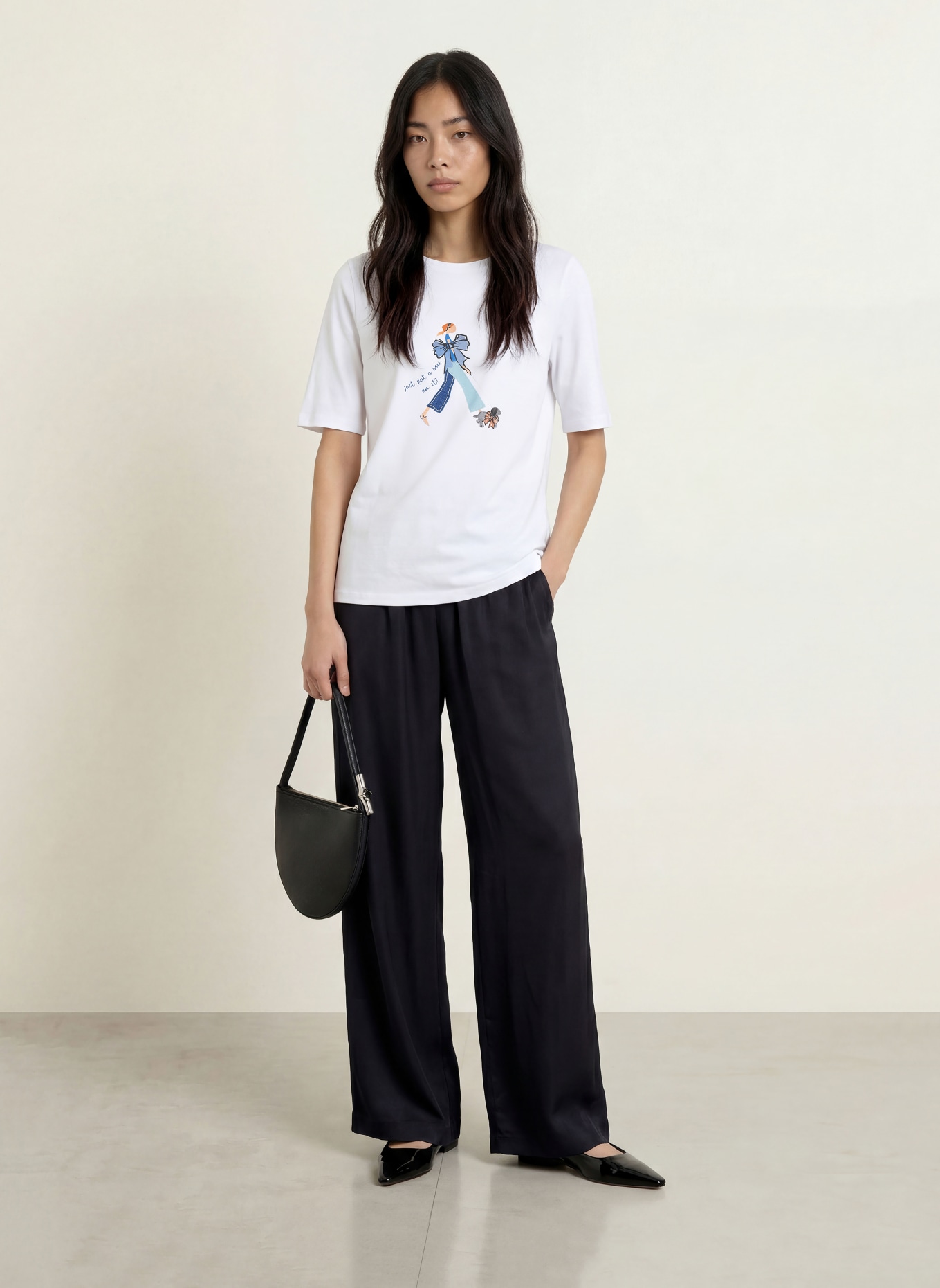 MORE & MORE T-shirt with rhinestones: WHITE / BEIGE / BLUE