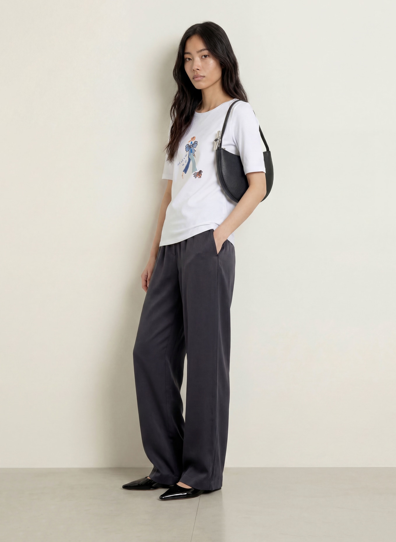 MORE & MORE T-shirt with rhinestones: WHITE / BEIGE / BLUE
