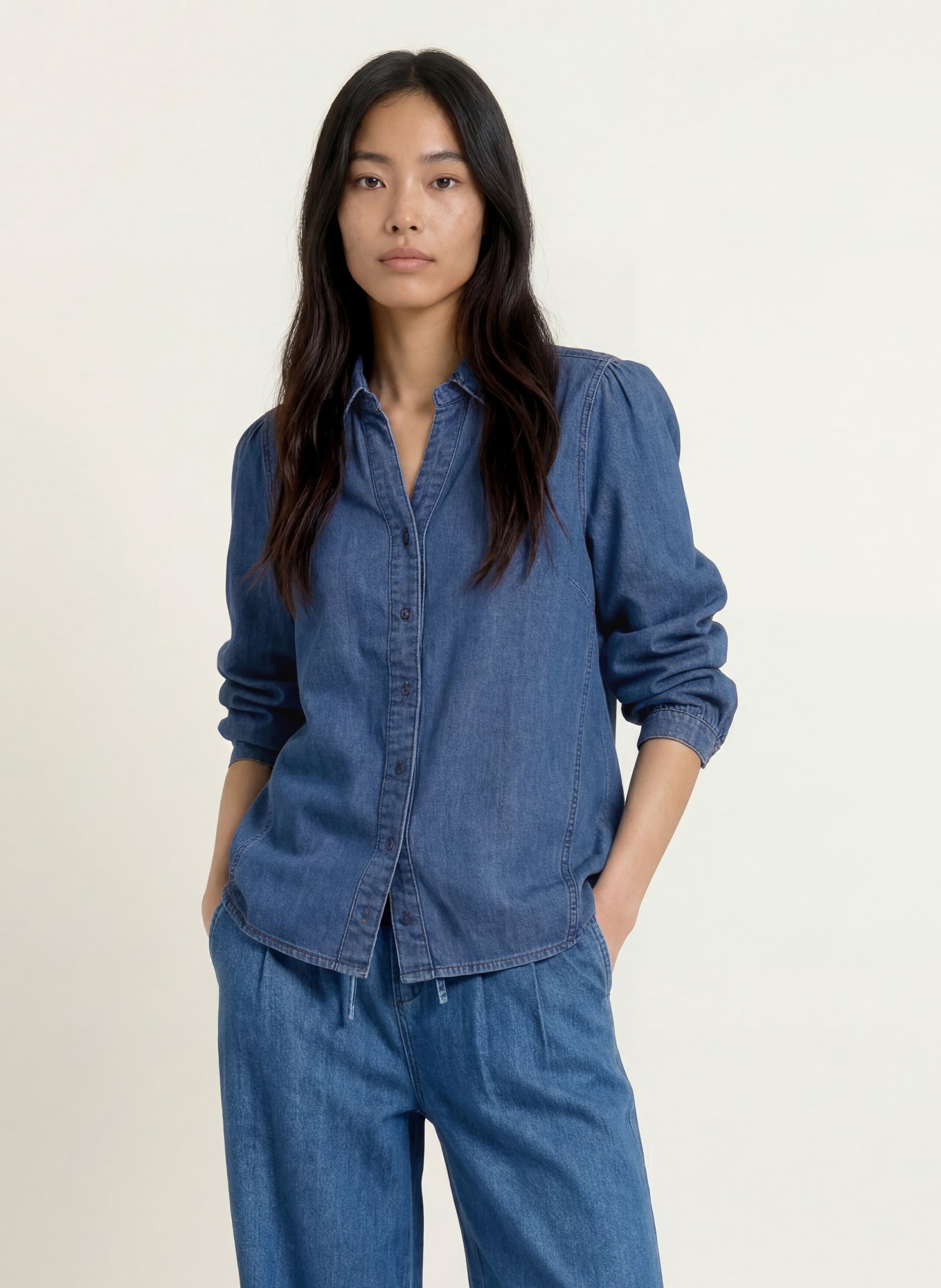MORE & MORE Chemise en jean: BLEU
