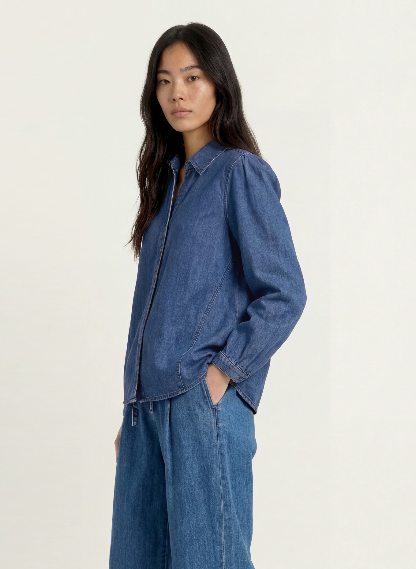 MORE & MORE Chemise en jean: BLEU