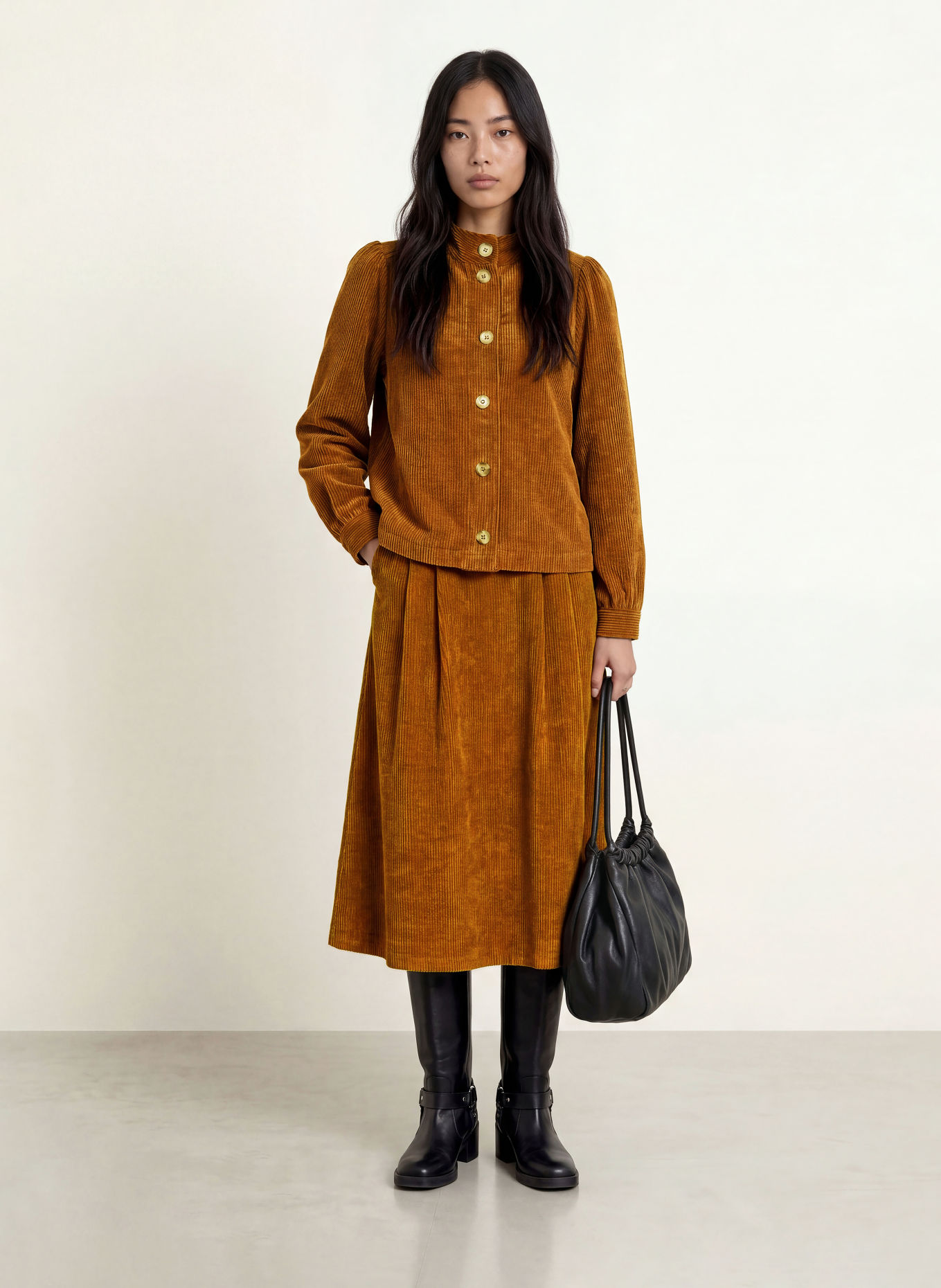 MORE & MORE Corduroyrok: COGNAC