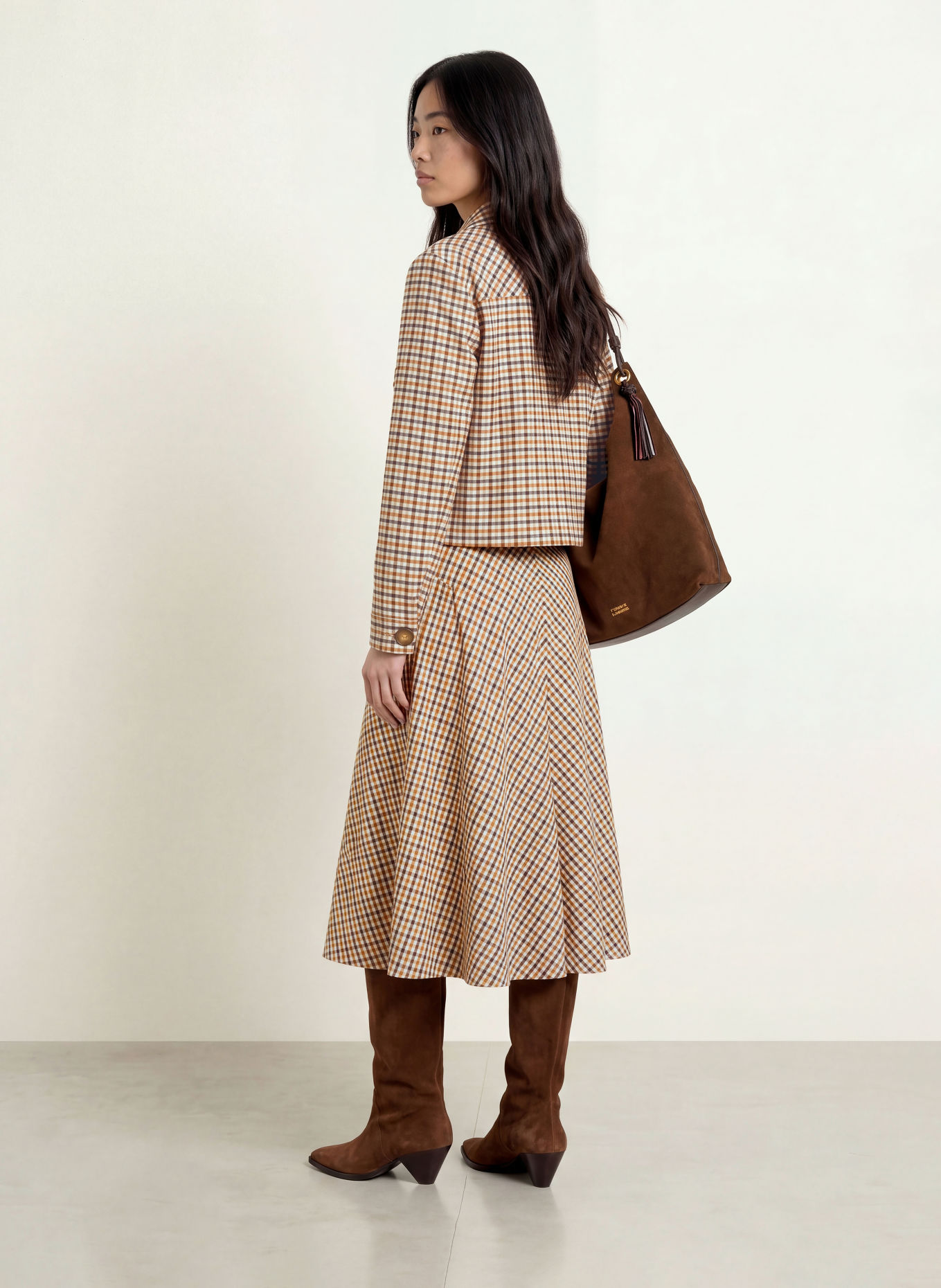 MORE & MORE Blazers: COGNAC / BEIGE / DONKERBLAUW