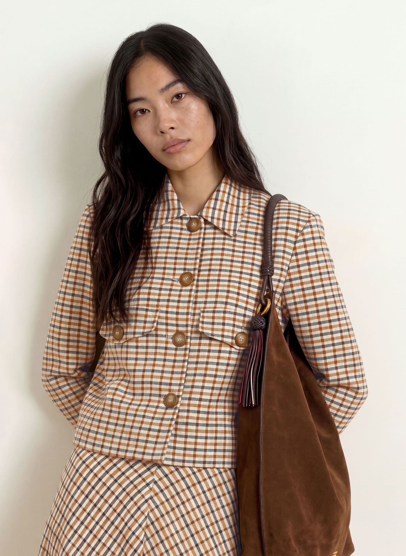 MORE & MORE Blazers: COGNAC / BEIGE / DONKERBLAUW