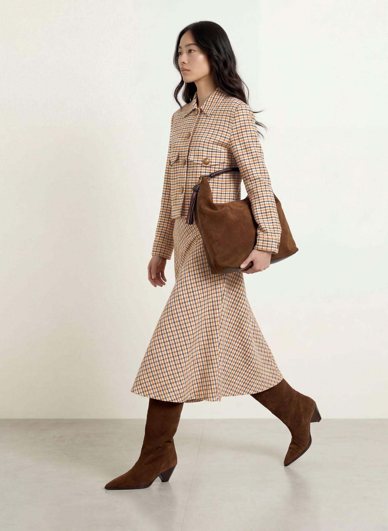 MORE & MORE Blazers: COGNAC / BEIGE / DONKERBLAUW