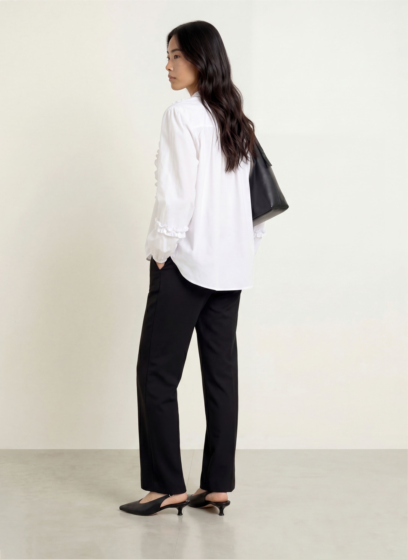 MORE & MORE Blouse with ruffles: WHITE