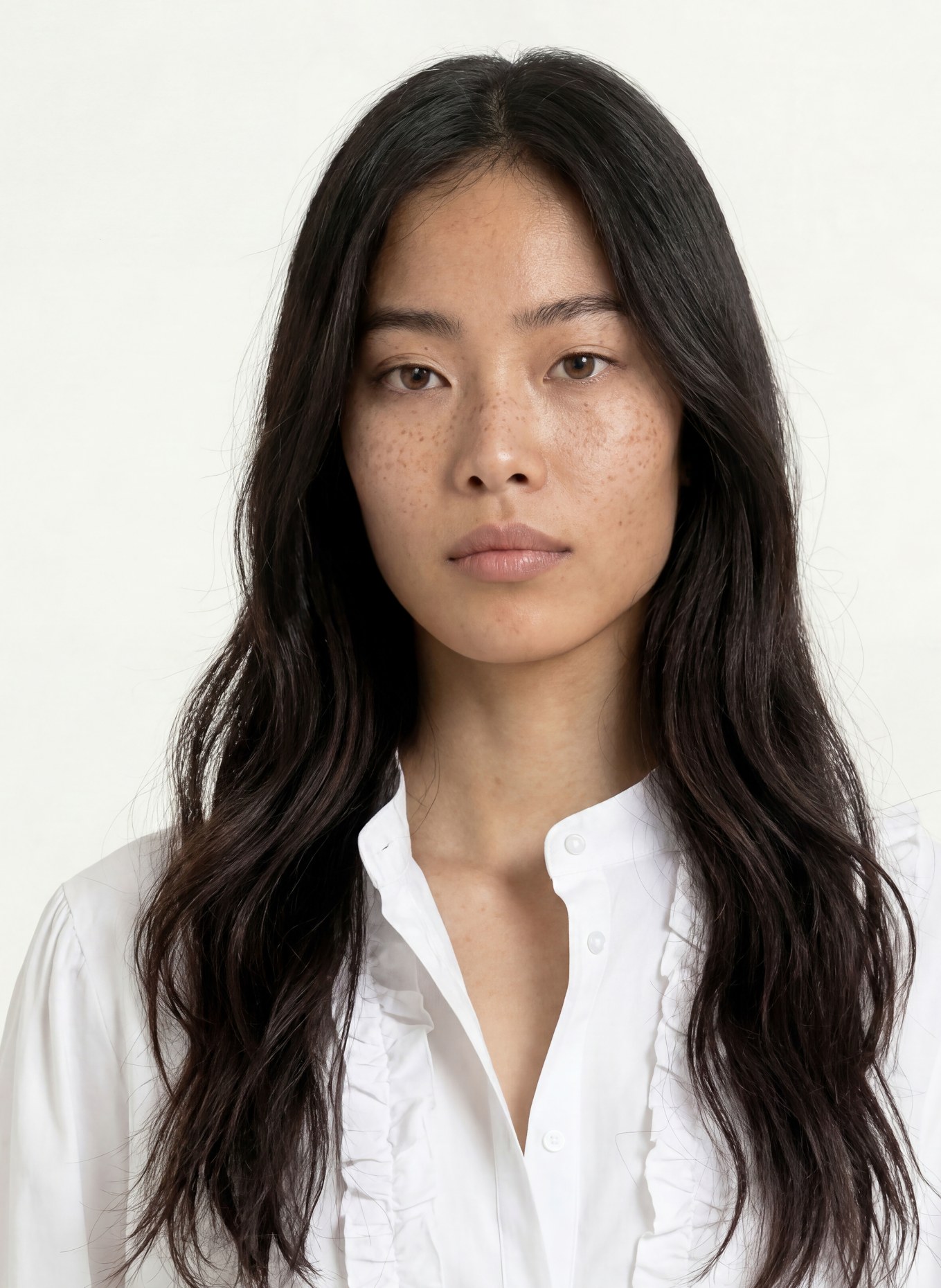 MORE & MORE Blouse with ruffles: WHITE