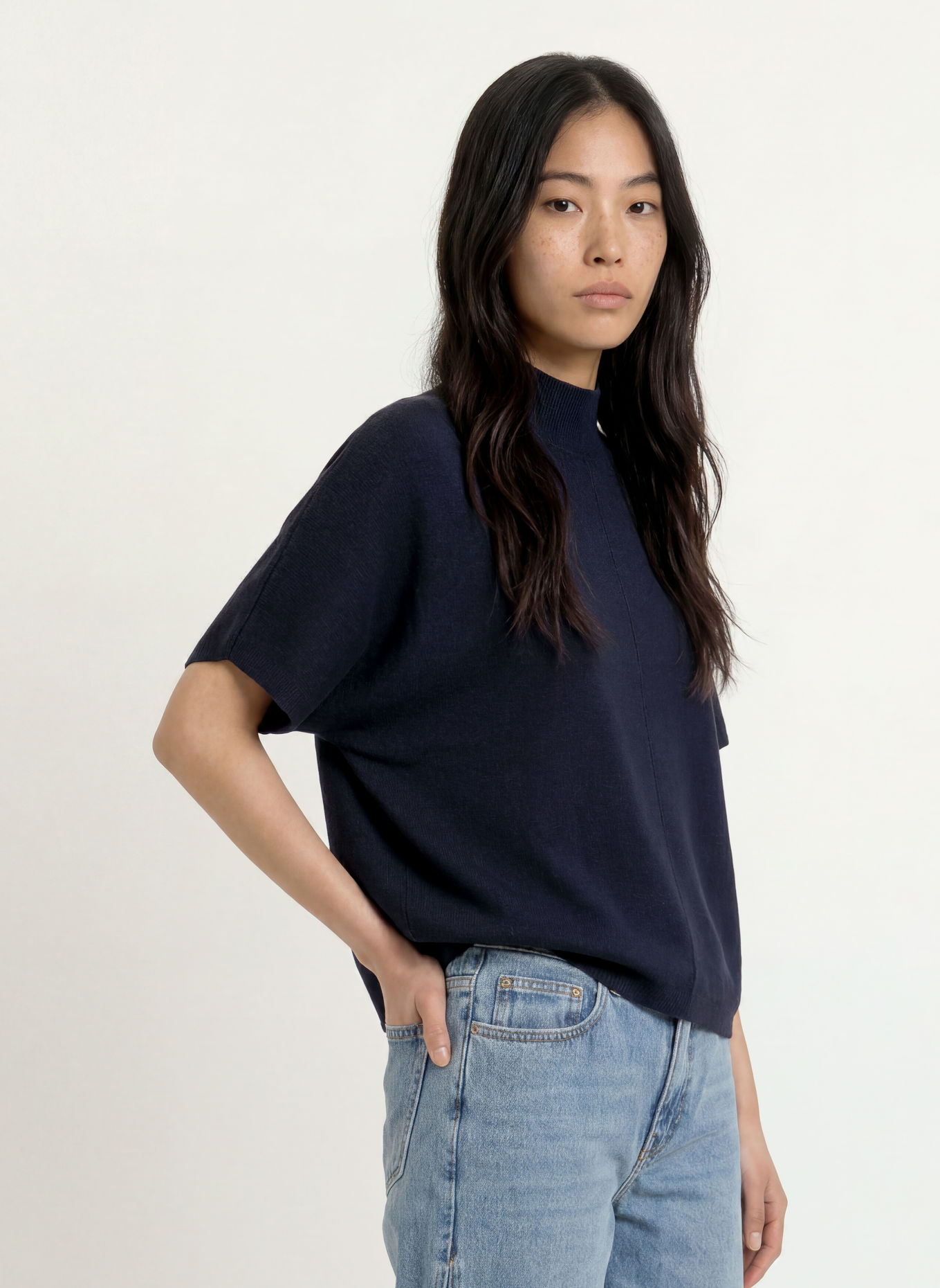MORE & MORE Strickshirt: DUNKELBLAU