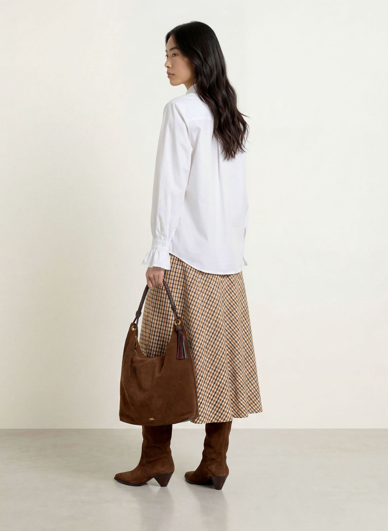 MORE & MORE Ruffled shirt blouse: WHITE