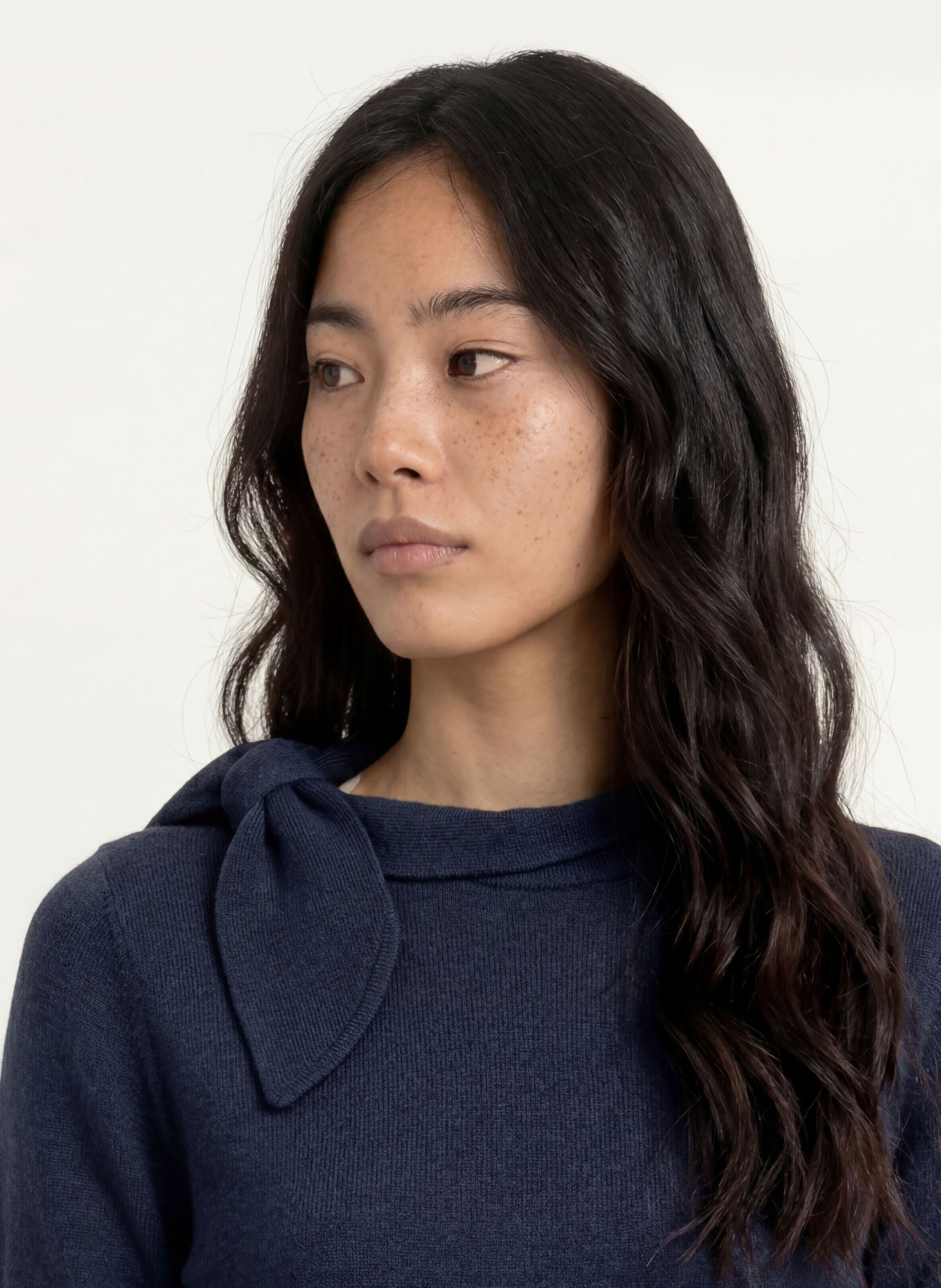 MORE & MORE Strickshirt mit Schluppe: DUNKELBLAU