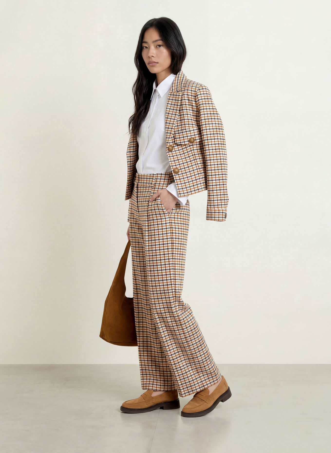 MORE & MORE Culotte: COGNAC / BEIGE / DONKERBLAUW