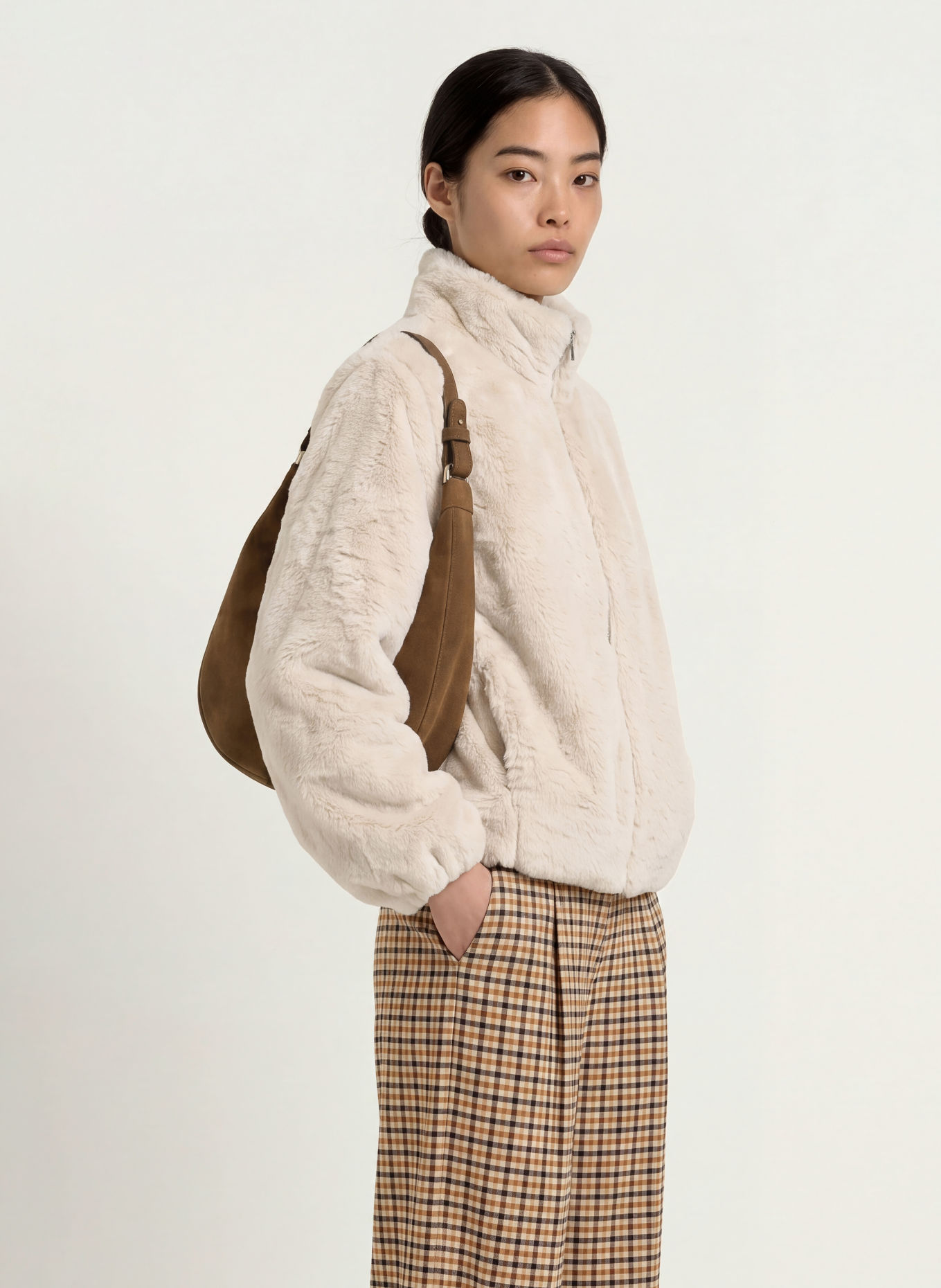MORE & MORE Blouson van imitatiebont: ECRU