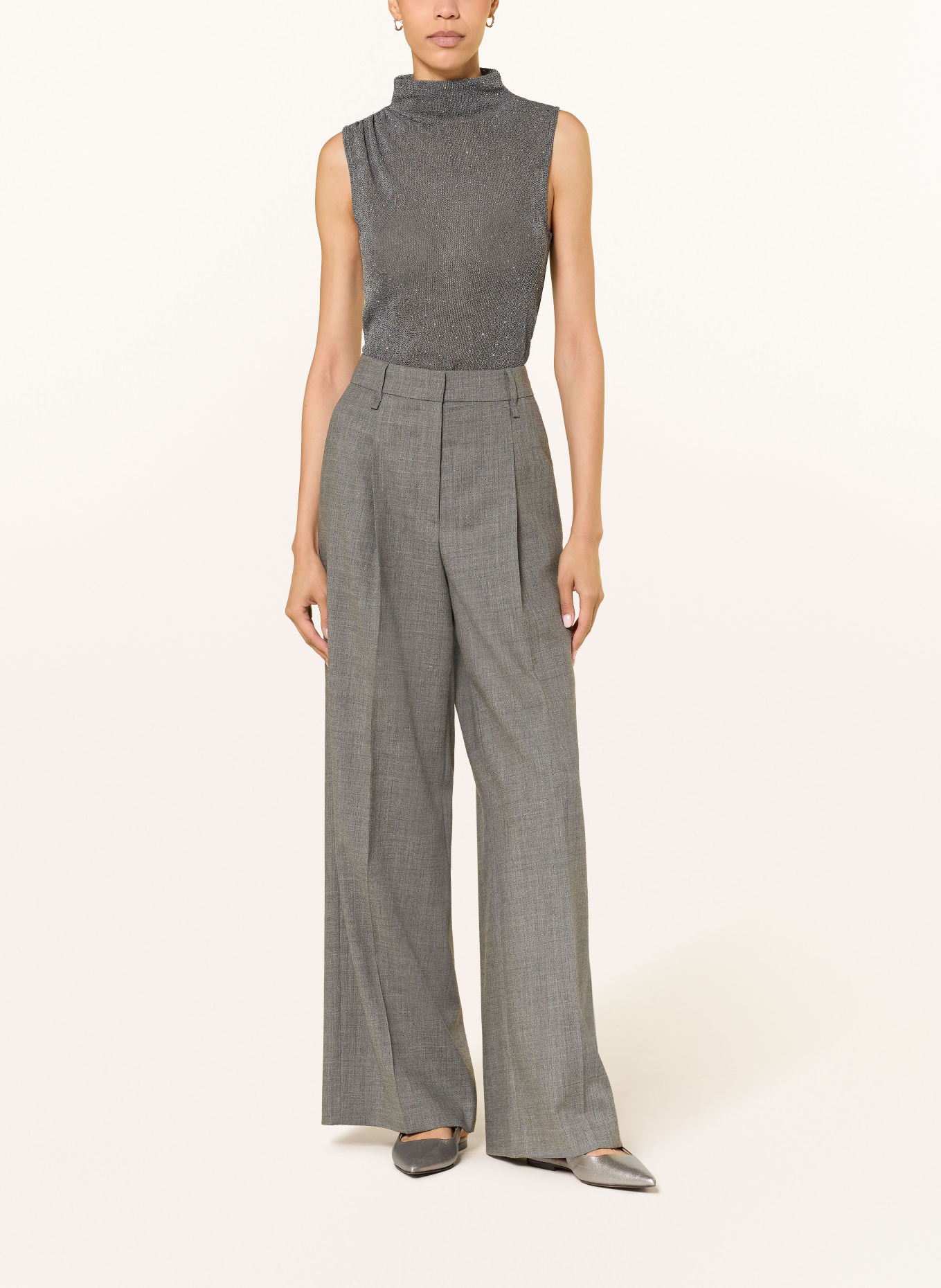LUISA CERANO Top with decorative beads: GRAY
