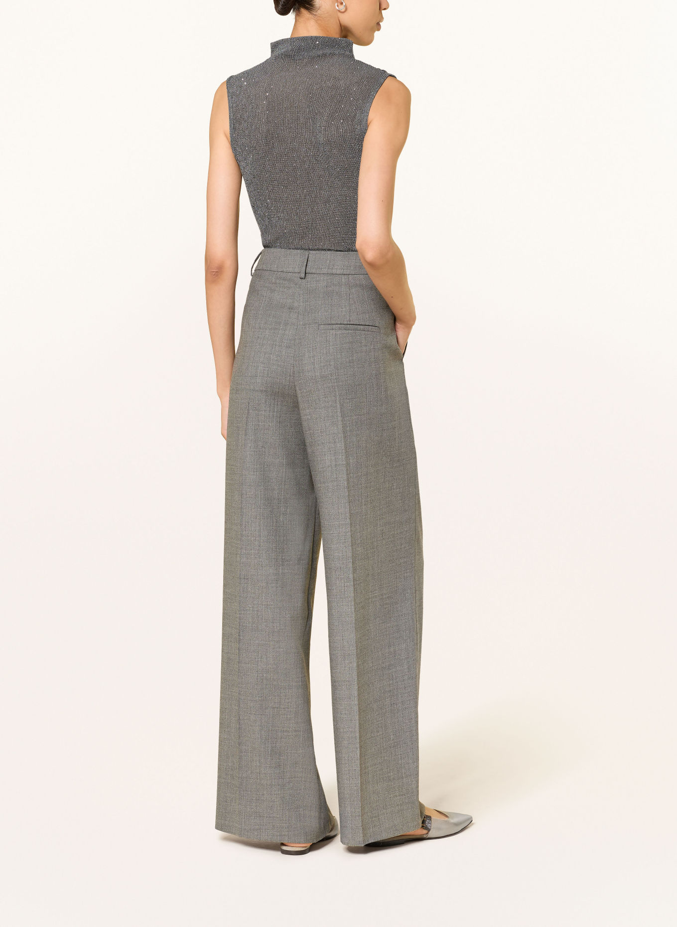 LUISA CERANO Top with decorative beads: GRAY
