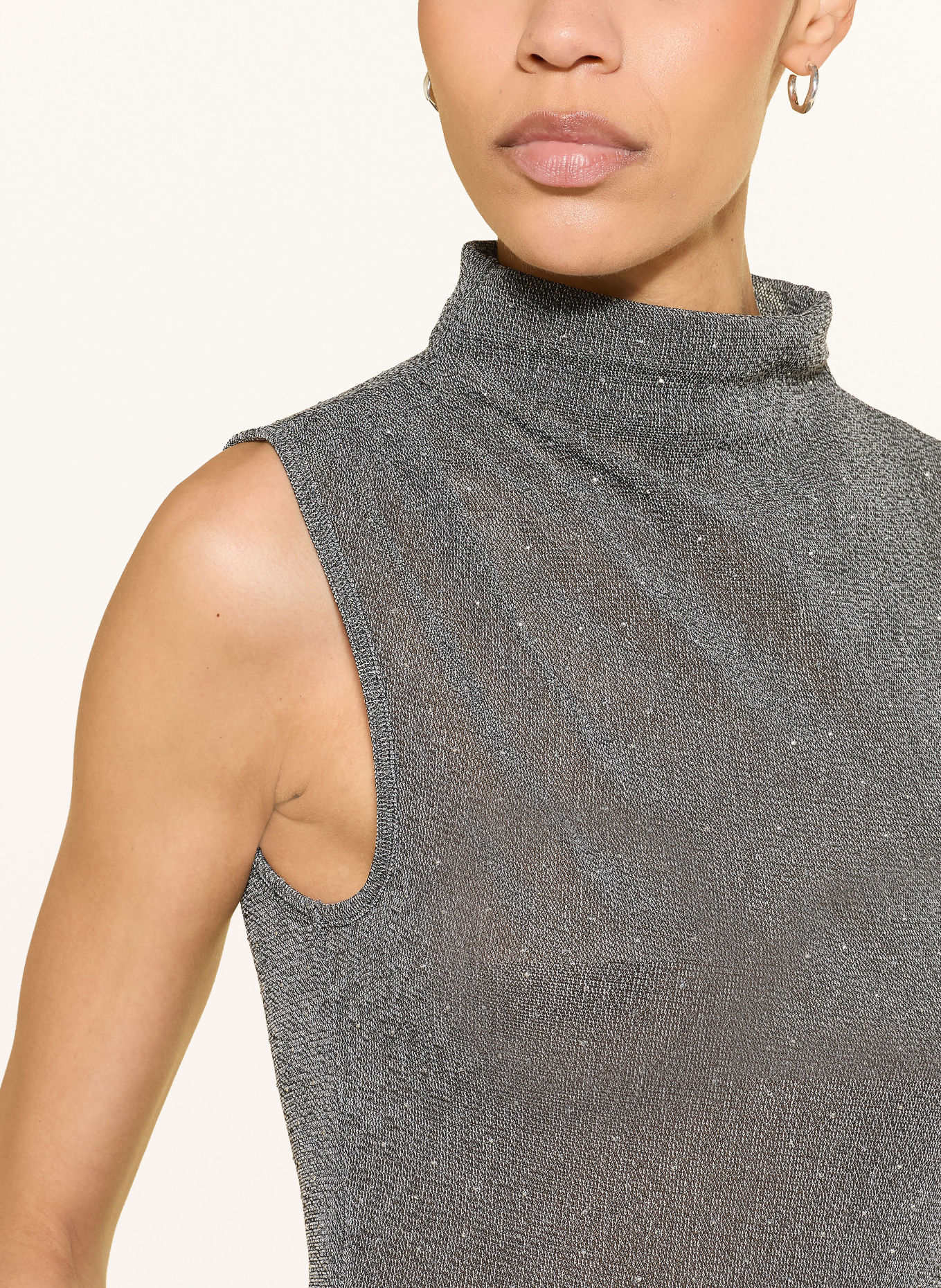 LUISA CERANO Top with decorative beads: GRAY