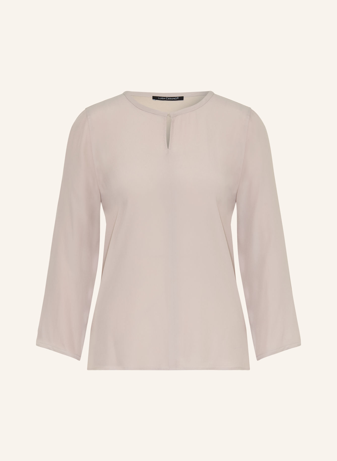 LUISA CERANO Shirt blouse in a mix of materials with 3/4 sleeves: TAUPE