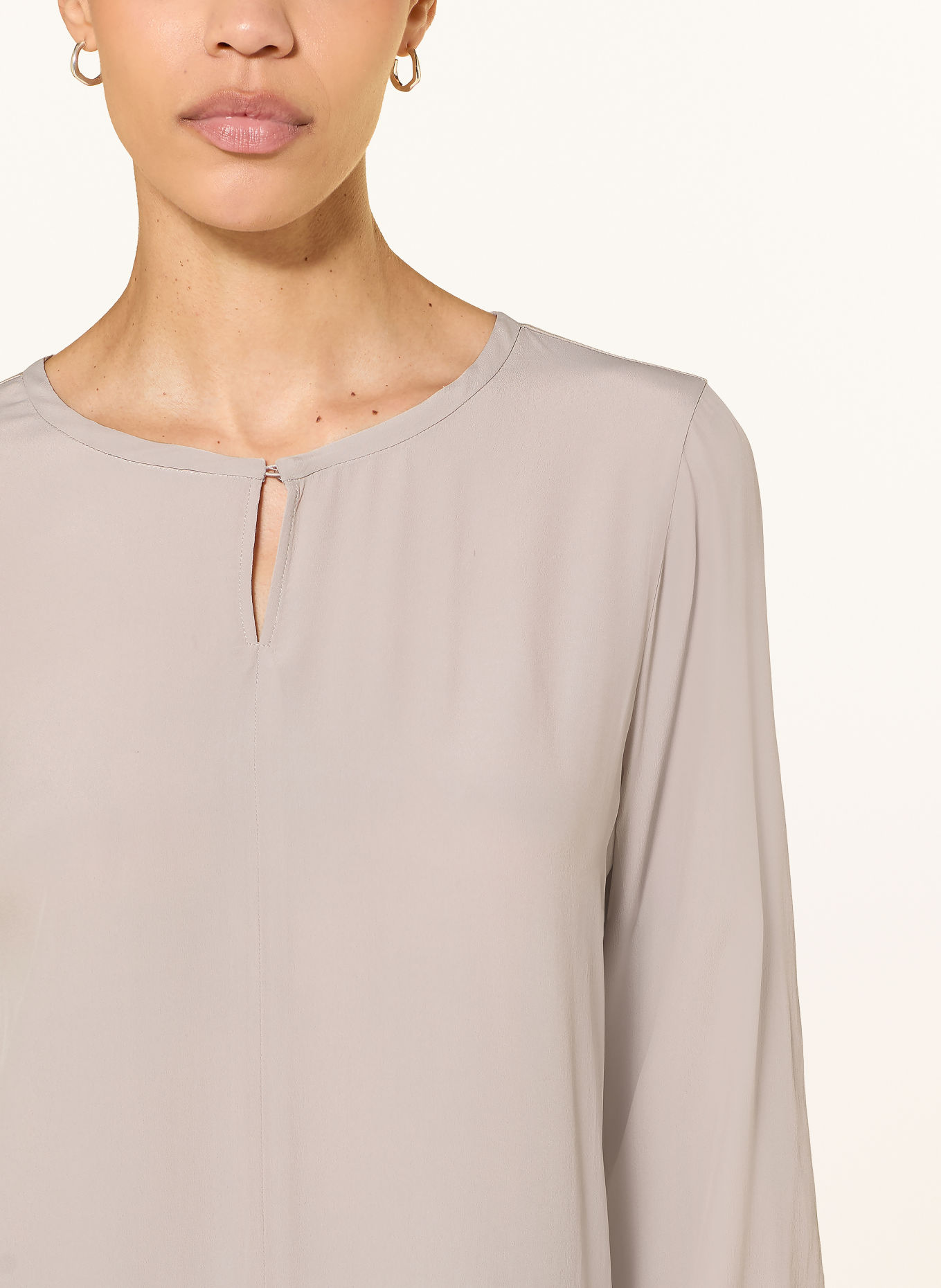 LUISA CERANO Shirt blouse in a mix of materials with 3/4 sleeves: TAUPE