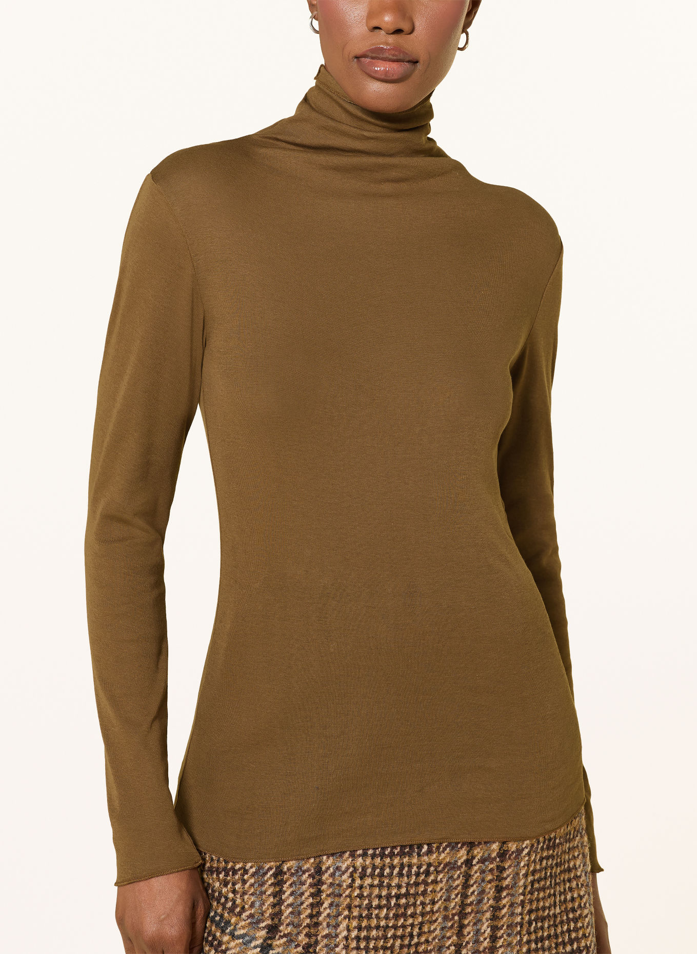LUISA CERANO Turtleneck top: BROWN