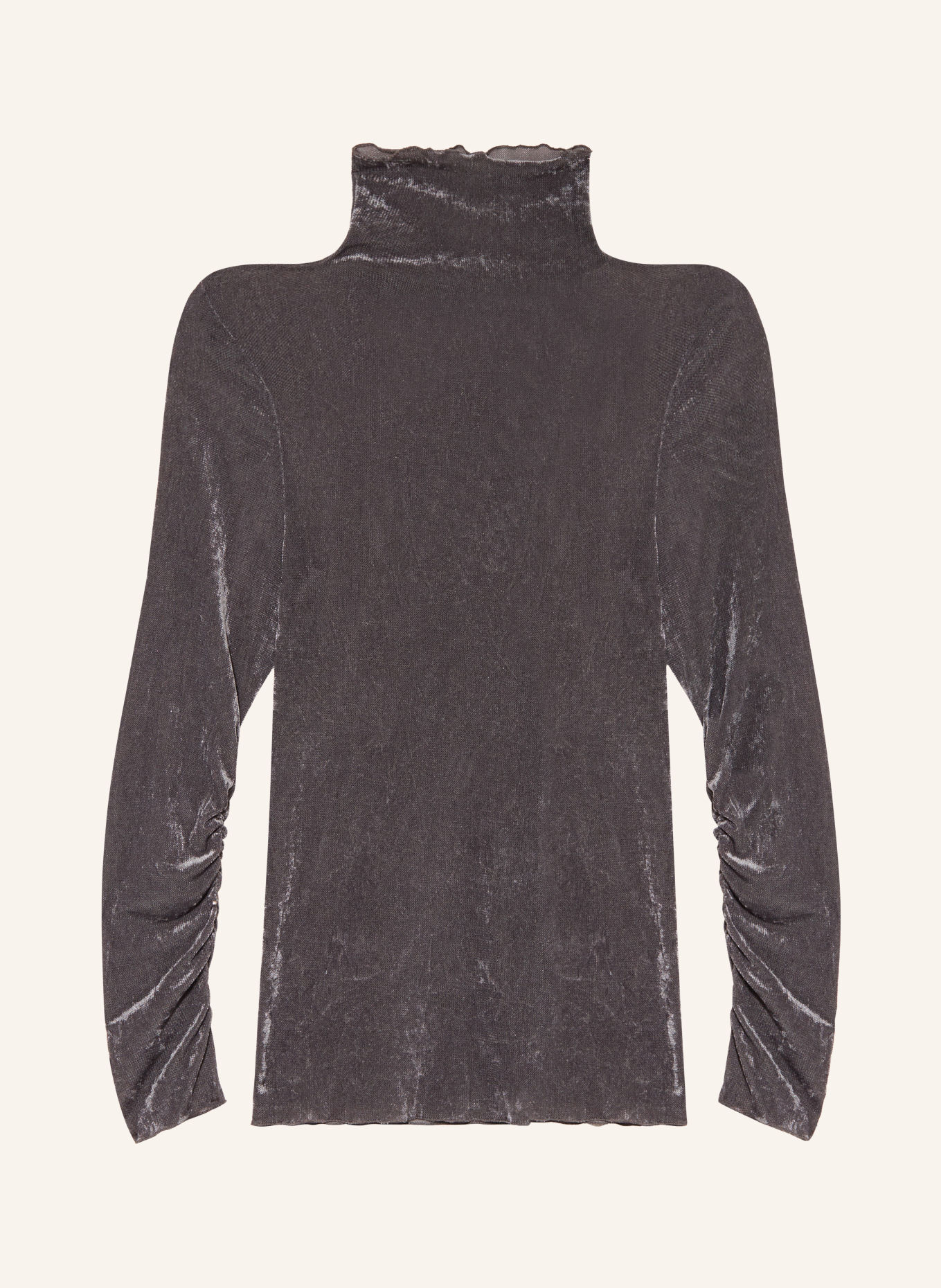 LUISA CERANO Mesh turtleneck top: DARK GRAY