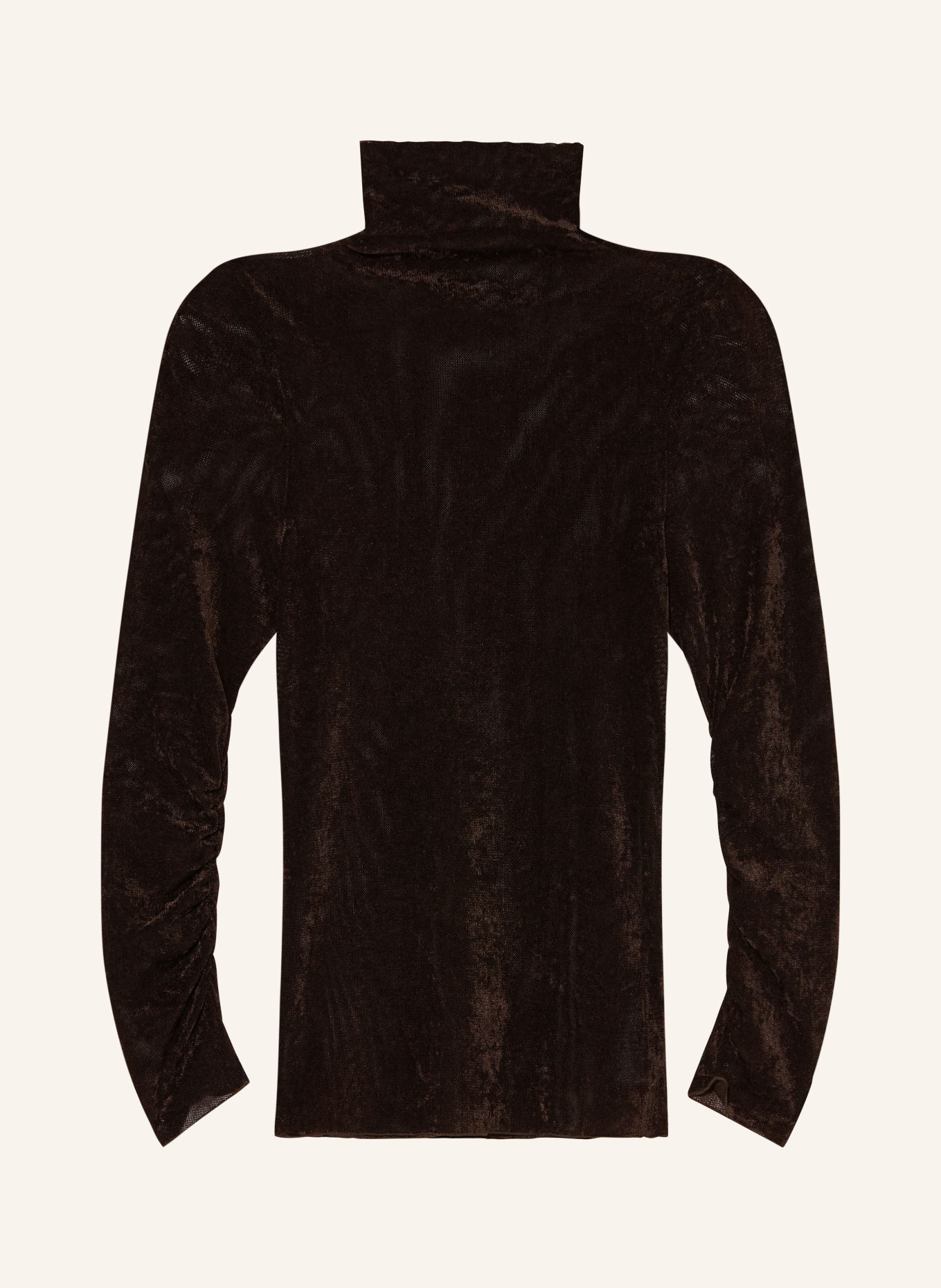 LUISA CERANO Mesh turtleneck top: DARK BROWN