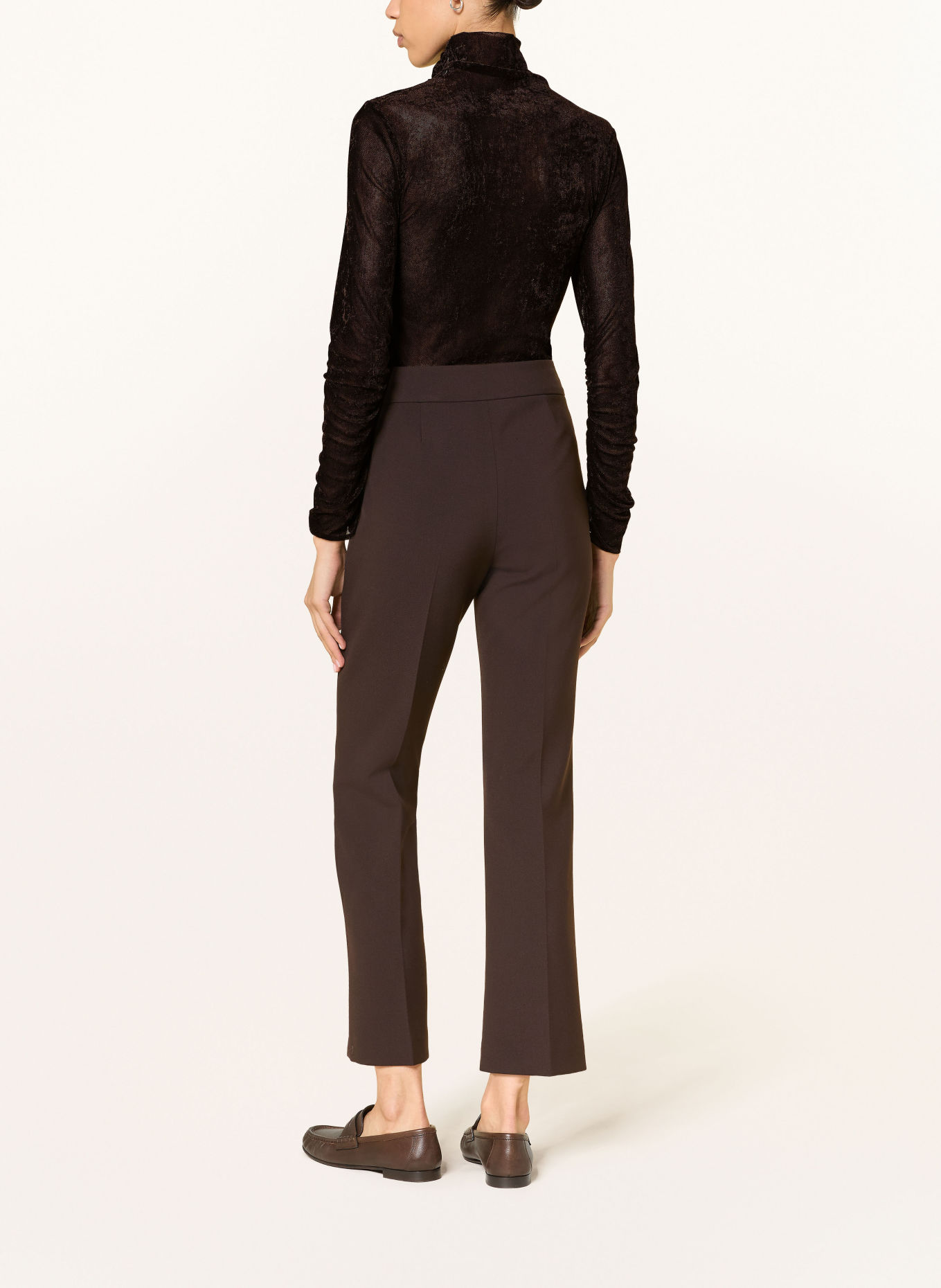 LUISA CERANO Mesh turtleneck top: DARK BROWN