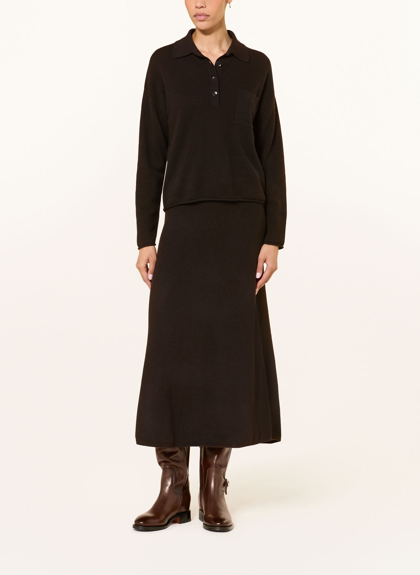 LUISA CERANO Knit skirt: DARK BROWN