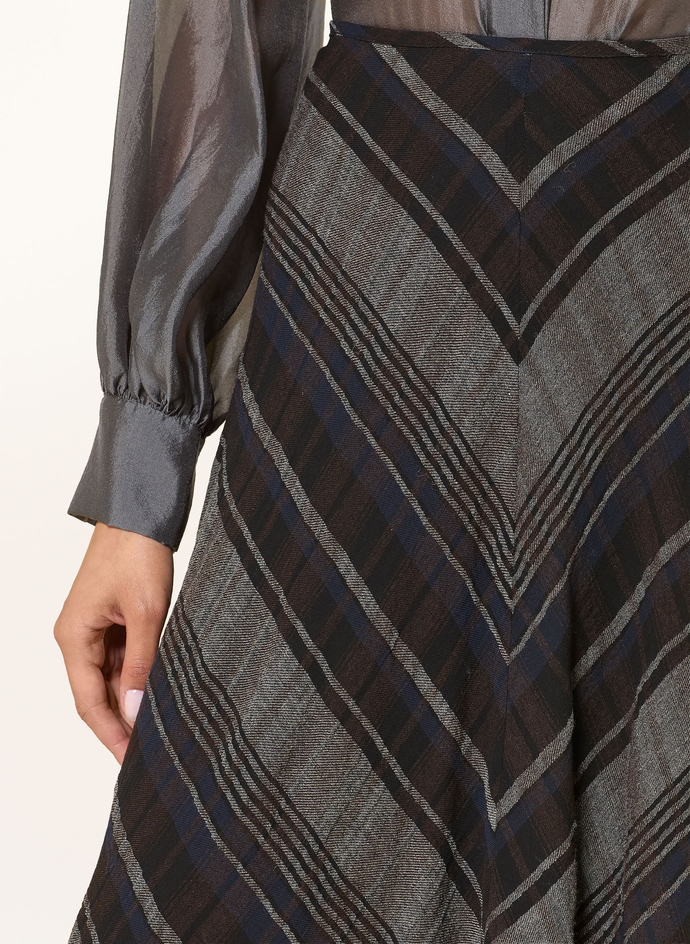 LUISA CERANO Skirt: GRAY / DARK BROWN / DARK BLUE