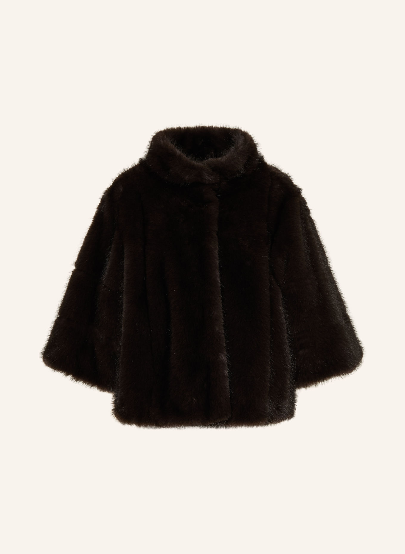 LUISA CERANO Faux fur jacket with 3/4 sleeves: DARK BROWN