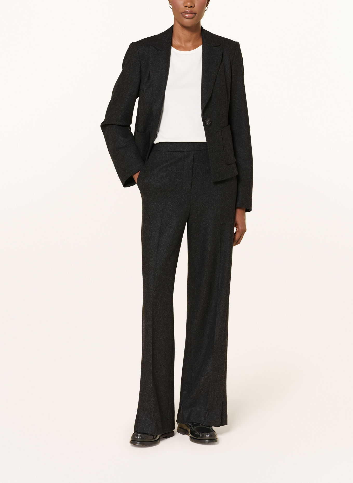 LUISA CERANO Pantalon palazzo en flanelle: GRIS FONCÉ