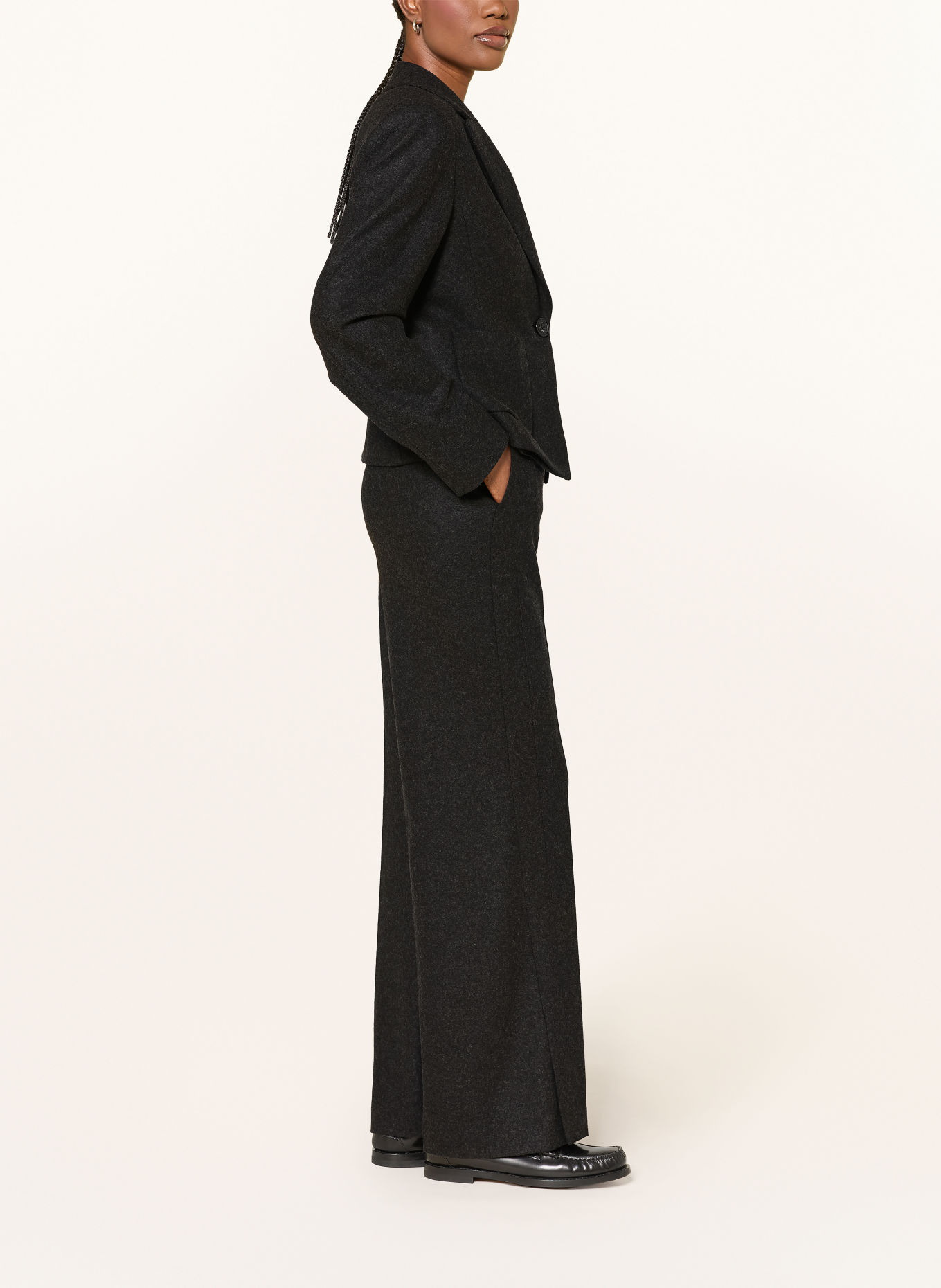 LUISA CERANO Pantalon palazzo en flanelle: GRIS FONCÉ