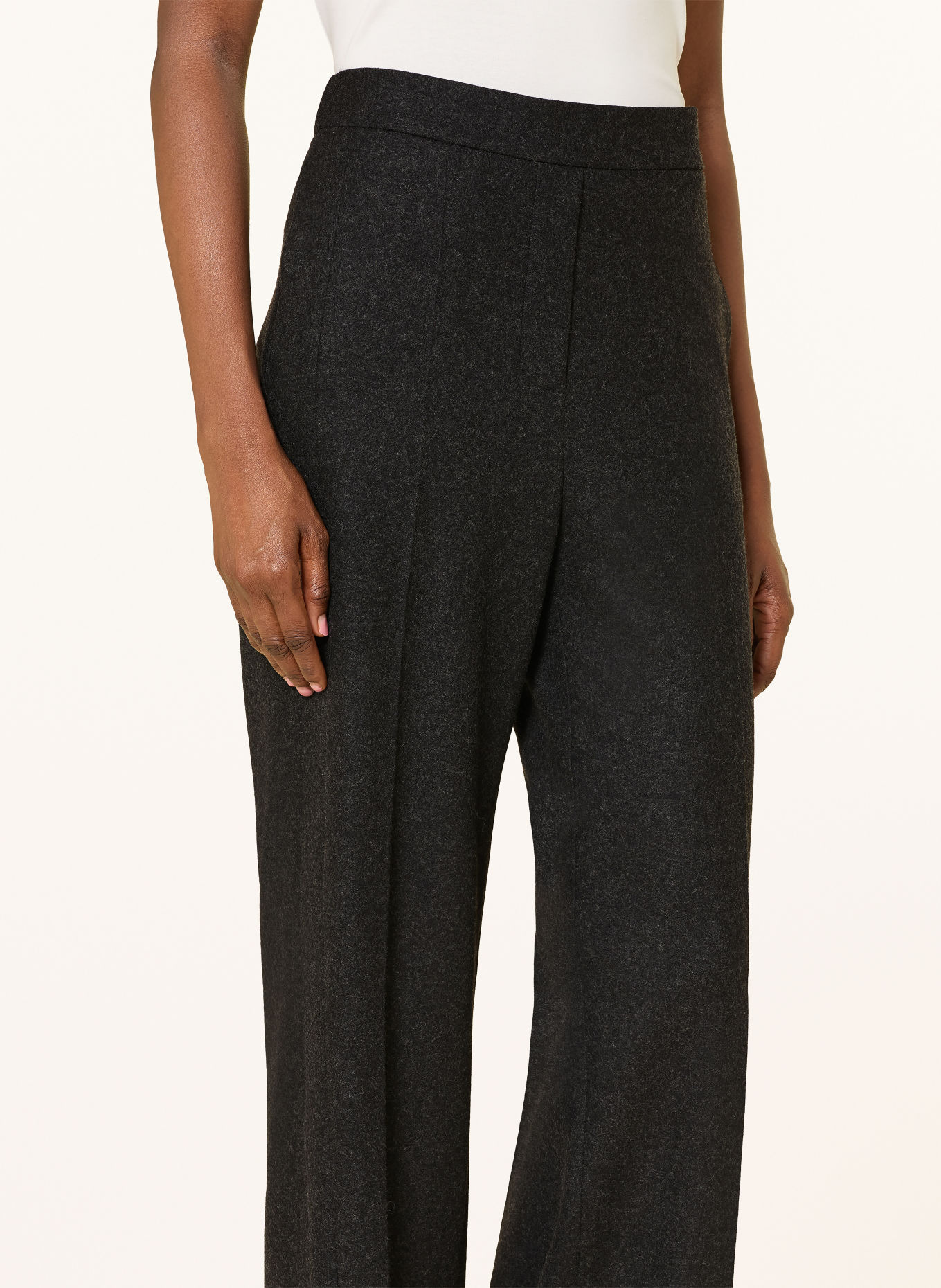 LUISA CERANO Pantalon palazzo en flanelle: GRIS FONCÉ