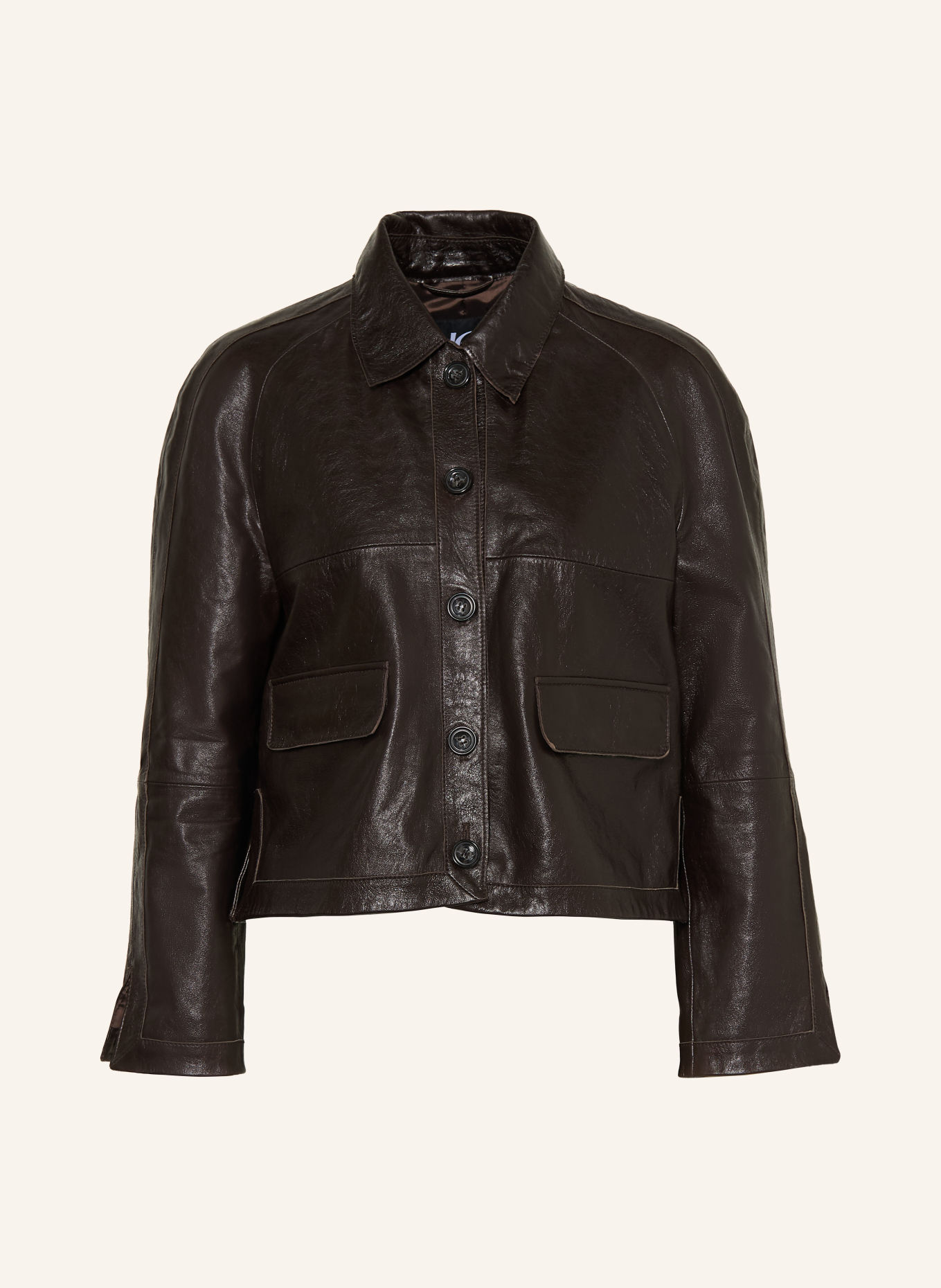 LUISA CERANO Leather jacket: DARK BROWN