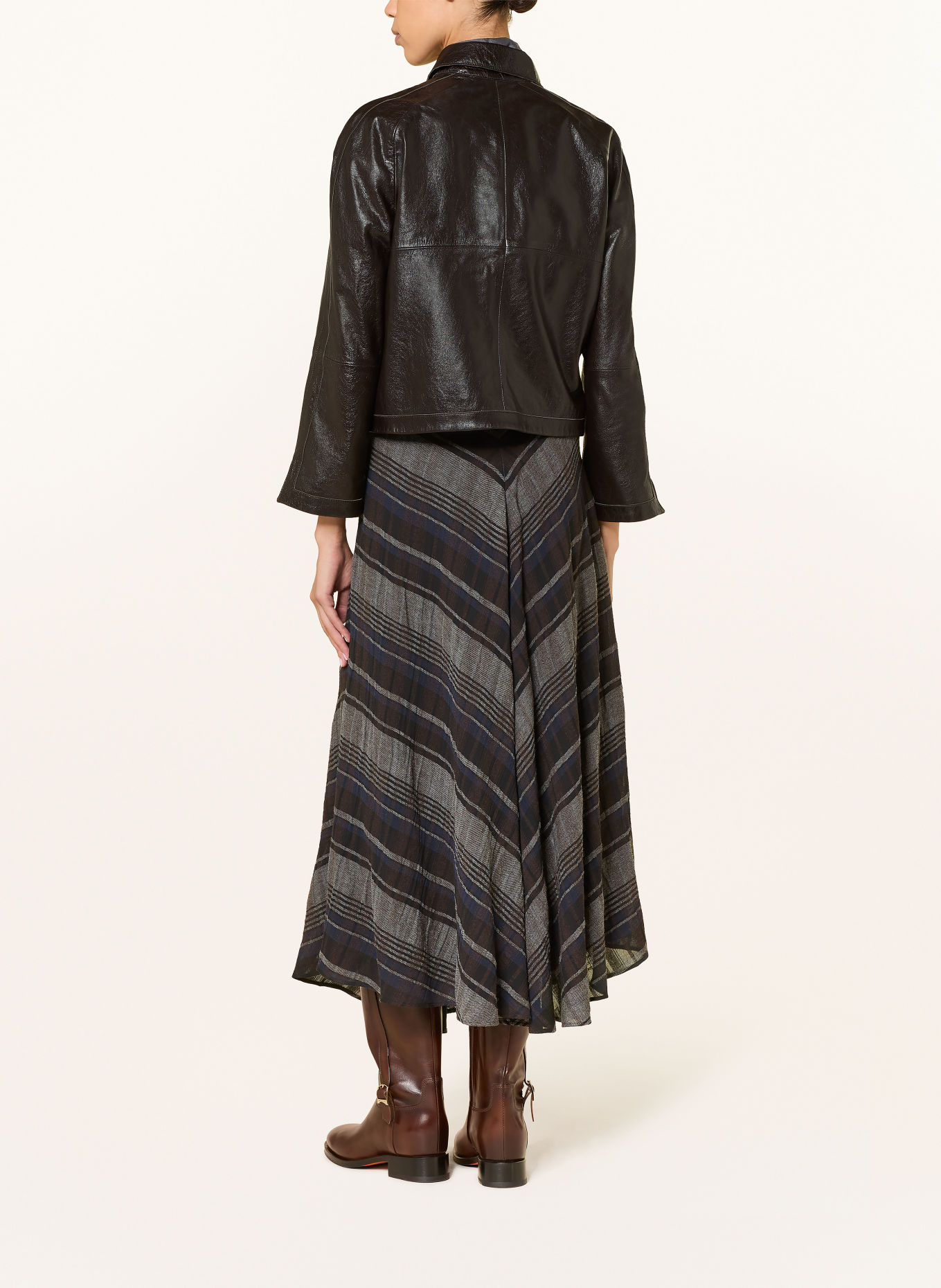 LUISA CERANO Leather jacket: DARK BROWN